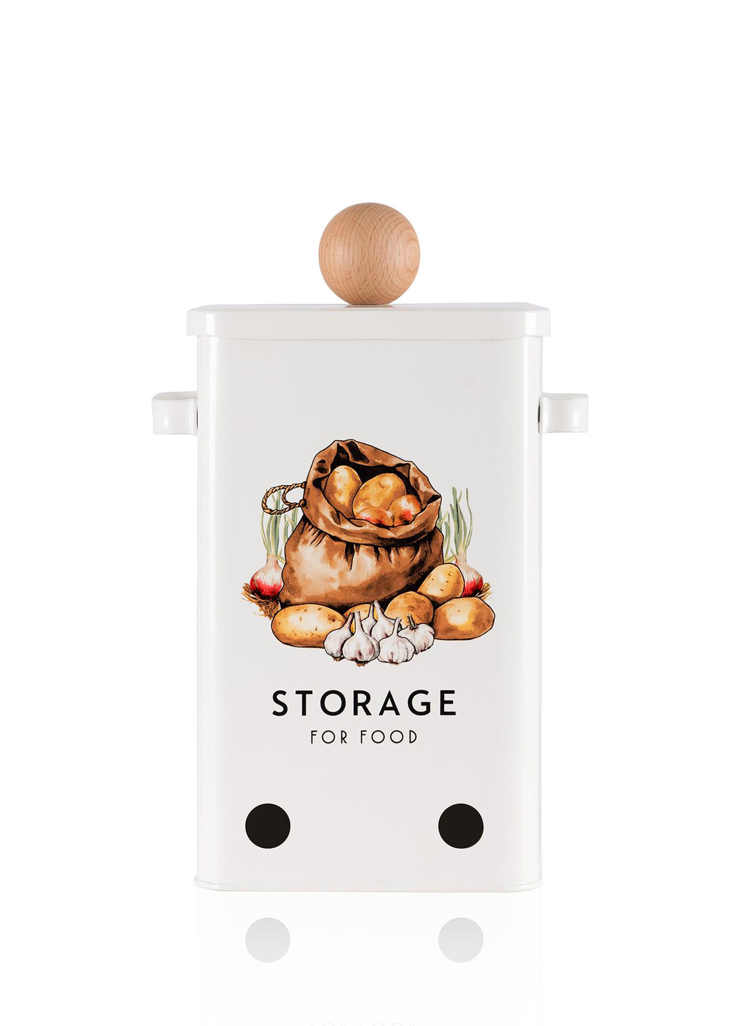 Storage Desenli Beyaz Metal Patates Soğan Kabı