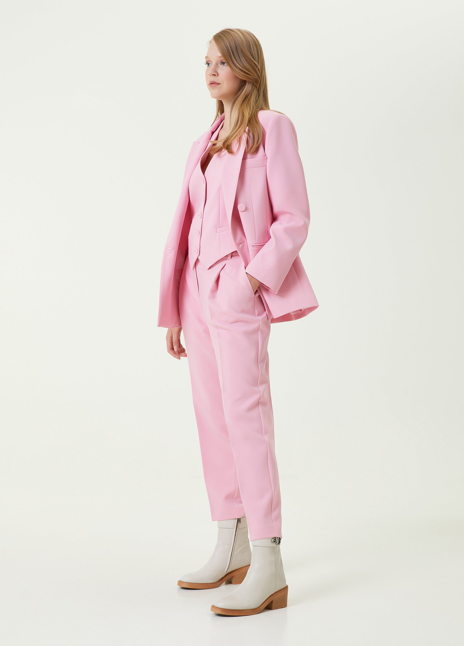 Pembe Kırlangıç Yaka Kruvaze Blazer_1