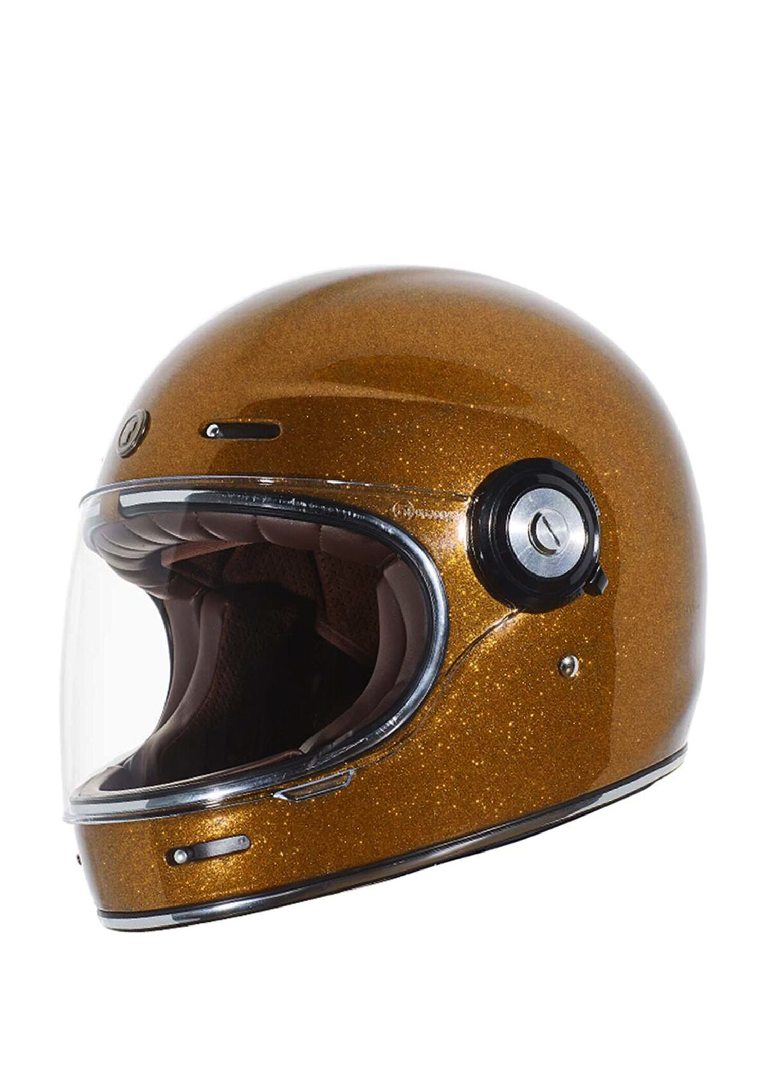 T-1 Newport Mega Flake Altın Rengi Kapalı Motosiklet Kaskı