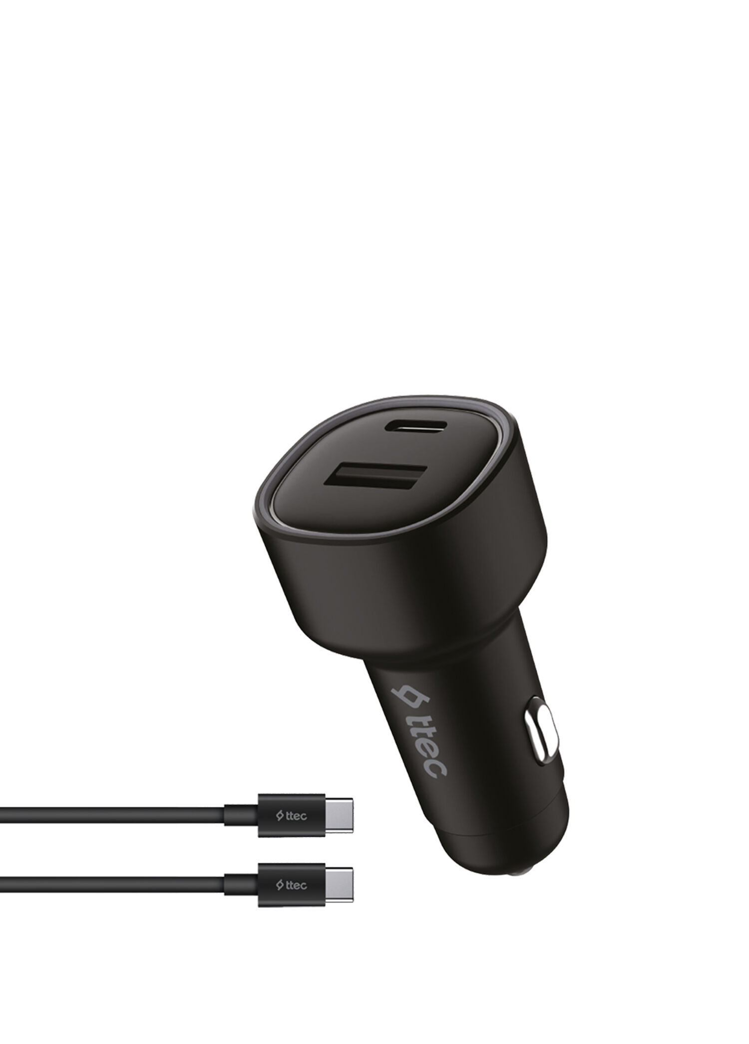 SmartCharger Duo PD 48W USB-C+USB-A USB-C-USB-C 3A Kablo Araç Hızlı Şarj Aleti