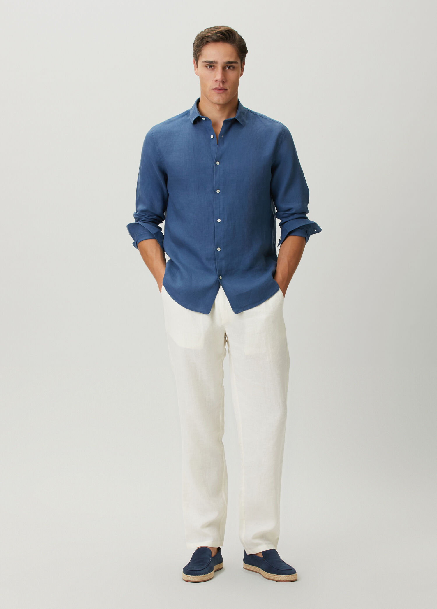Comfortable Fit Edan Beyaz Keten Jogger Pantolon