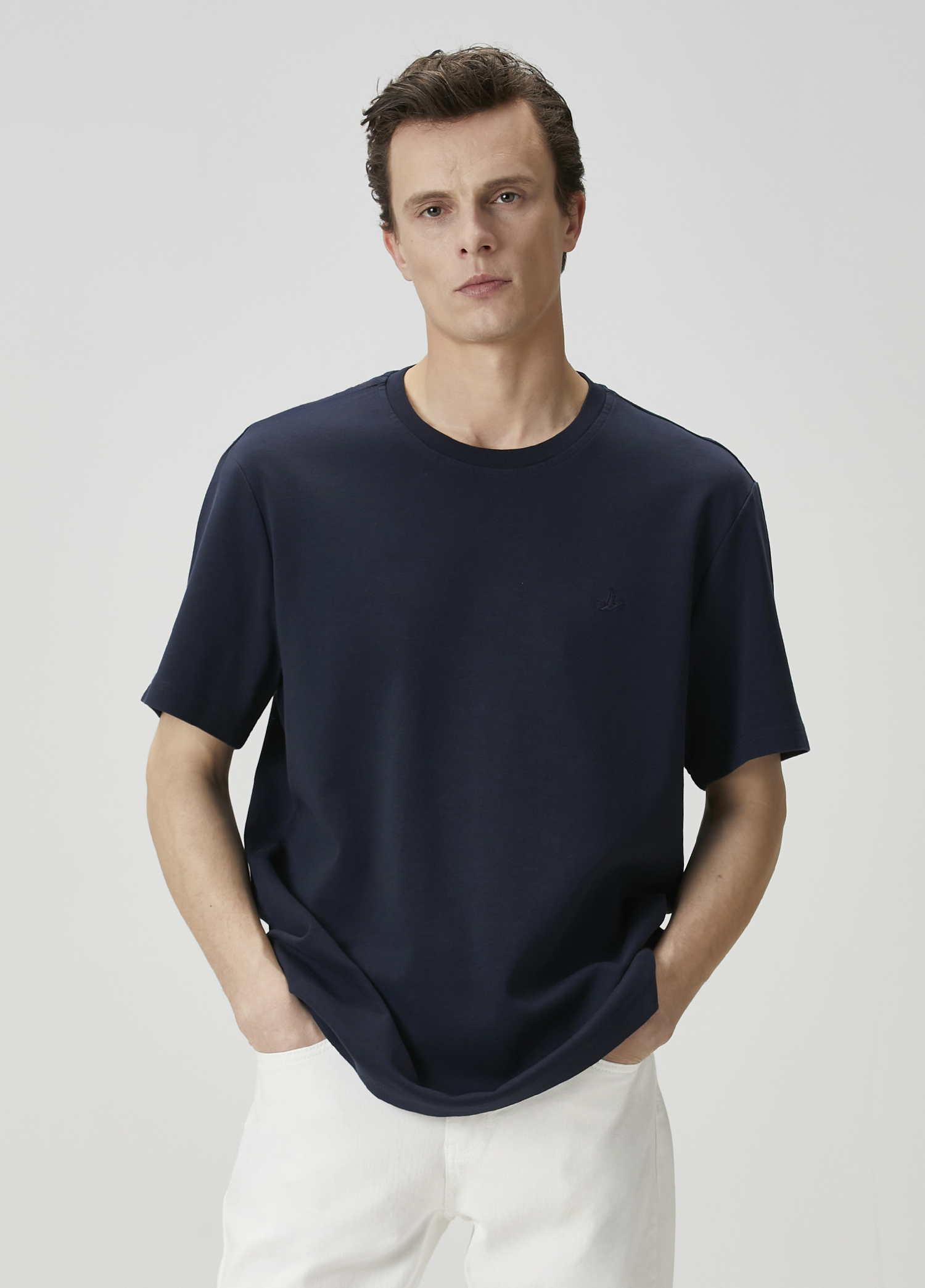 Relax Fit Lacivert Basic T-shirt_2