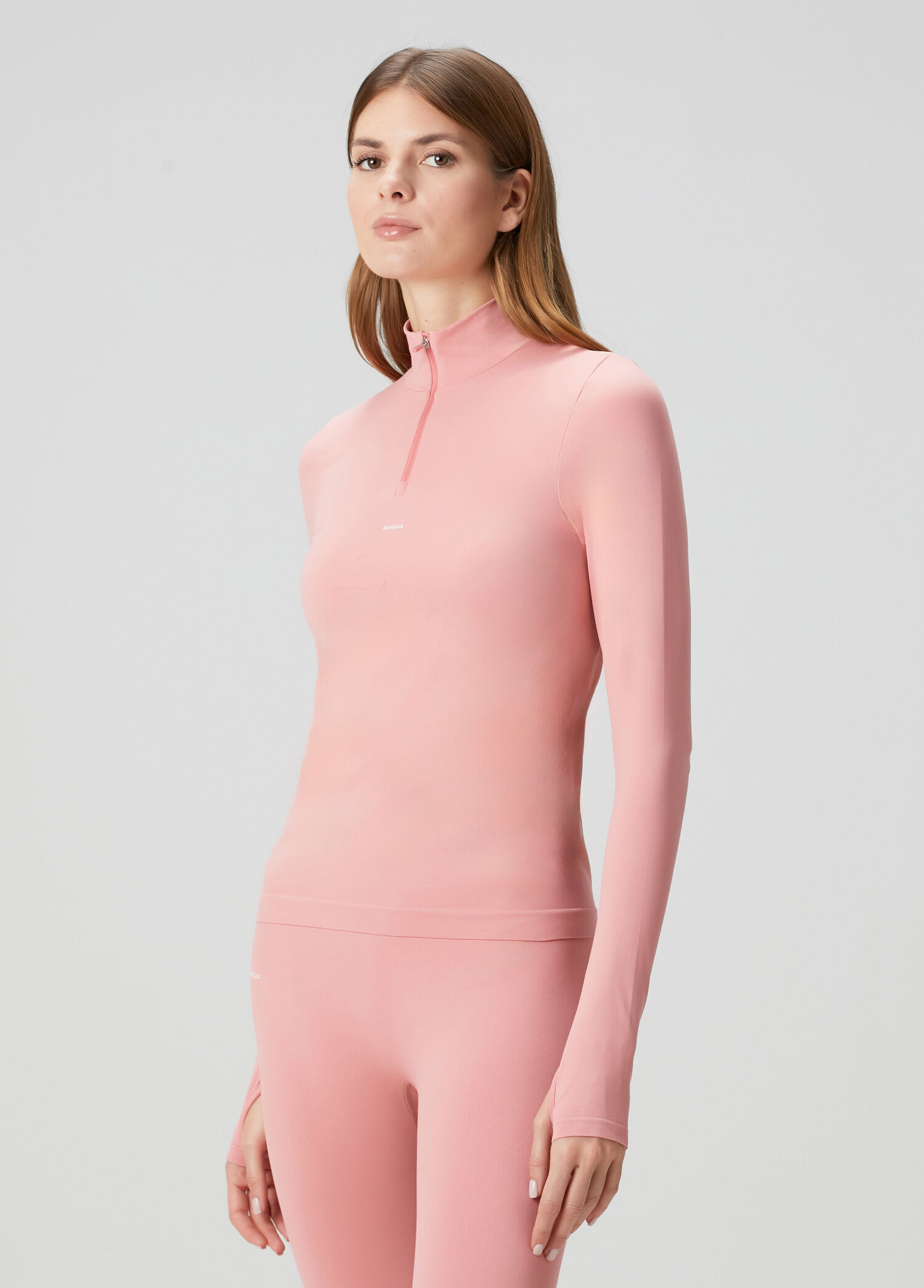 Pembe Fermuarlı Uzun Kol T-shirt