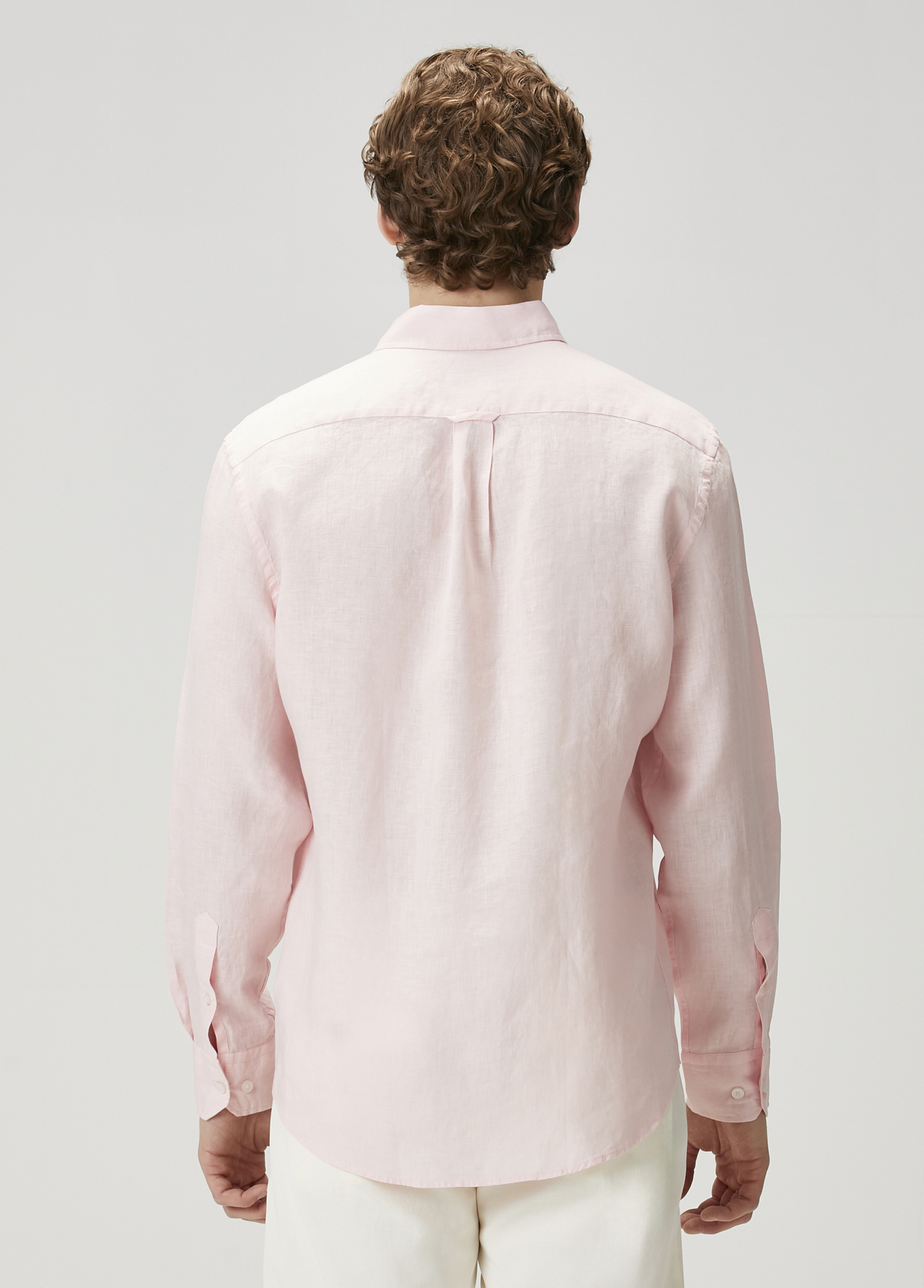 Comfort Fit Açık Pembe Keten Gömlek_4