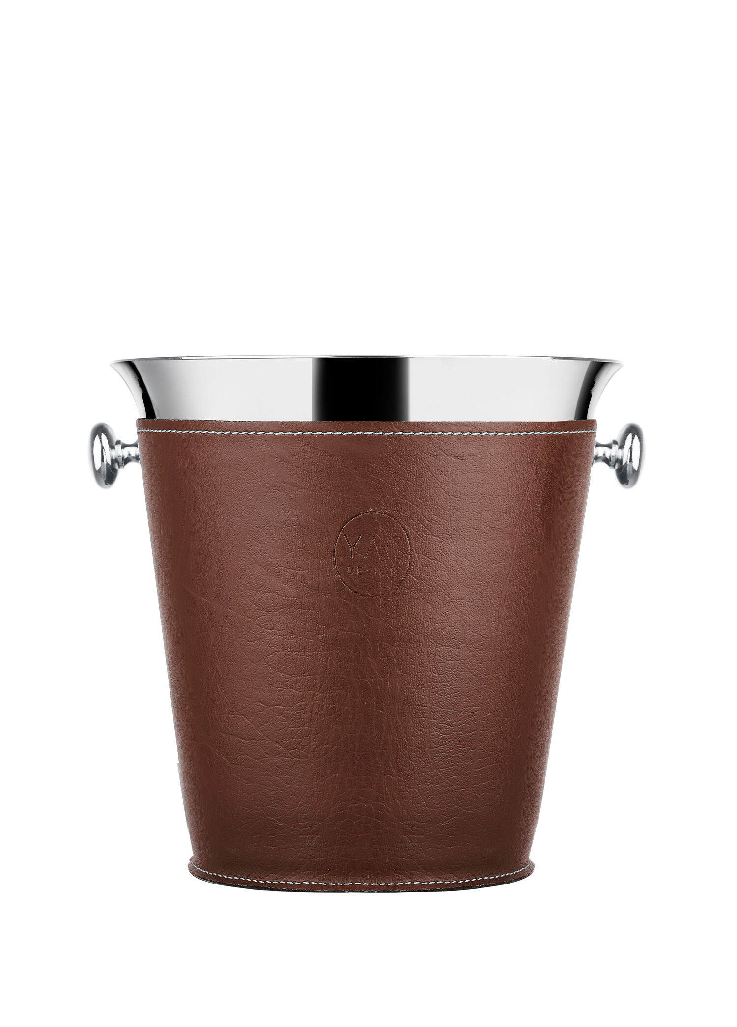 YAC Design Tan Leather Body Champagne Bucket YAC Design Tan Leather Body Champagne Bucket