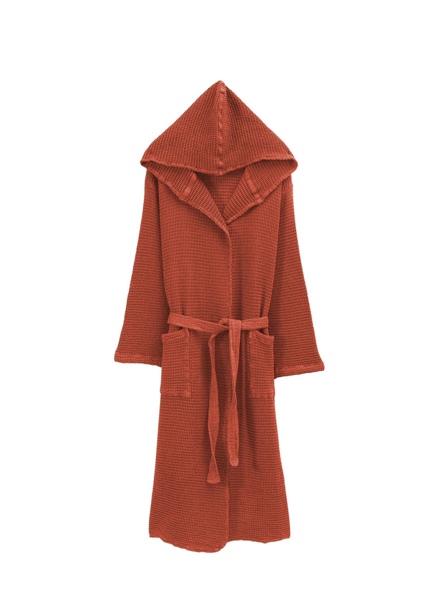 Bohem Waffle Dokulu Loş Kırmızı Unisex Bambu Bornoz