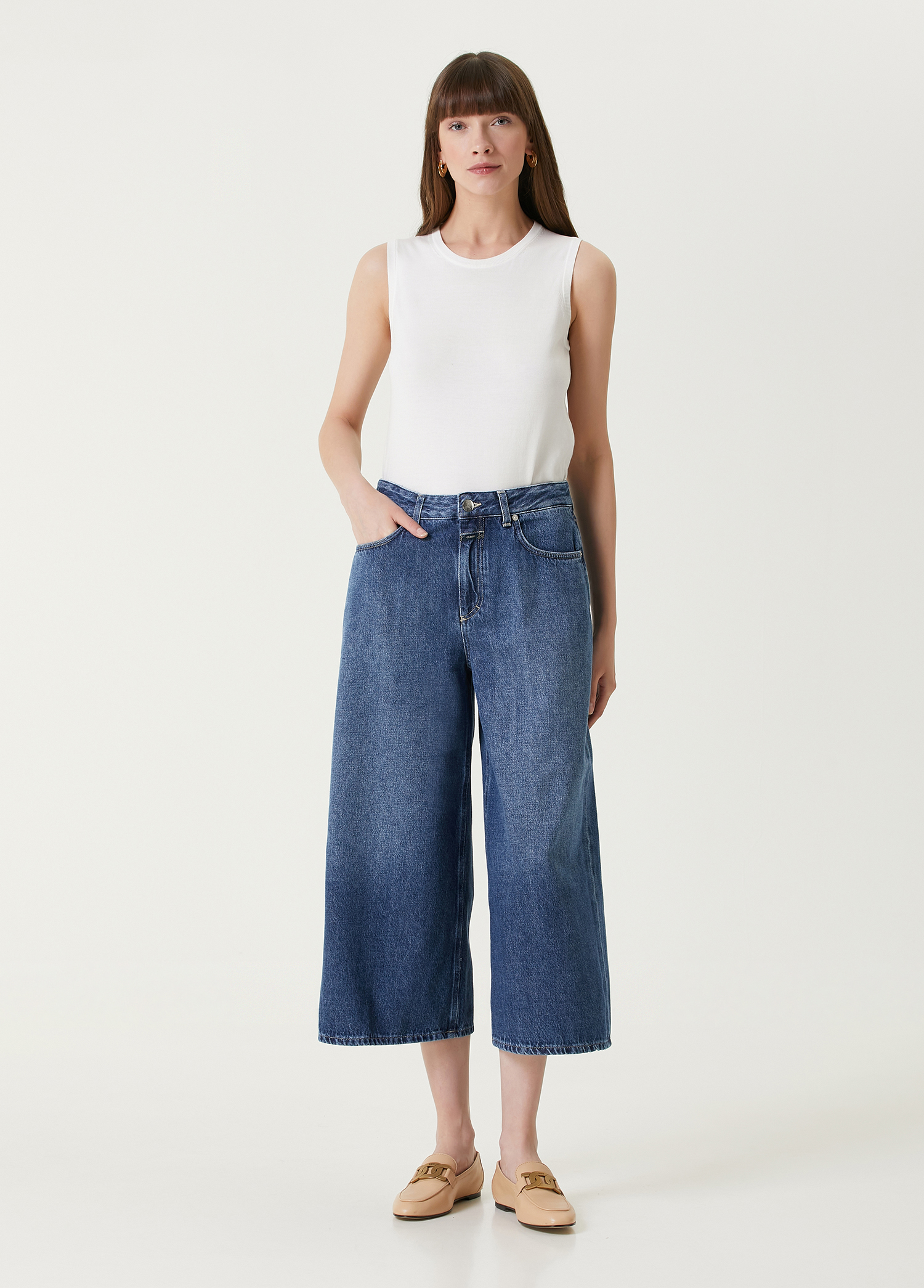 Lyna Mavi Crop Jean Pantolon