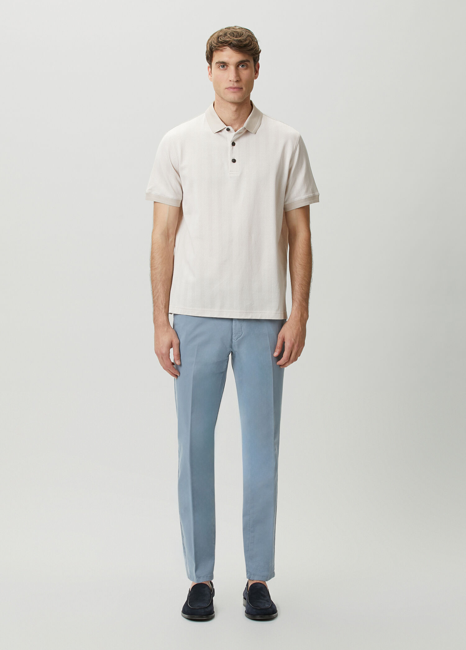 Naturel Polo Yaka Jakarlı T-shirt