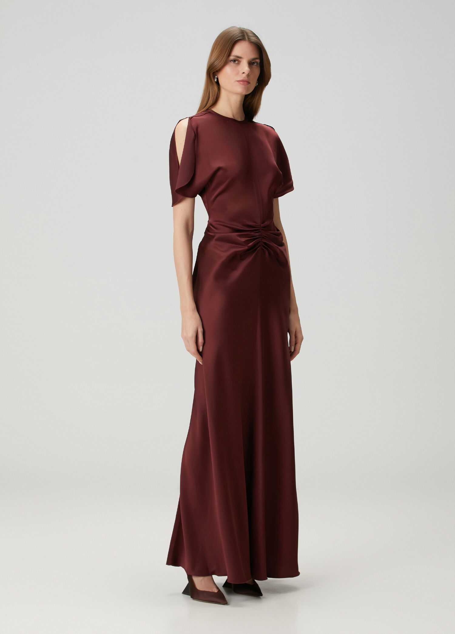 victoria beckham burgundy dress Victoria Beckham Polo Collar Midi Dress In Merlot 6