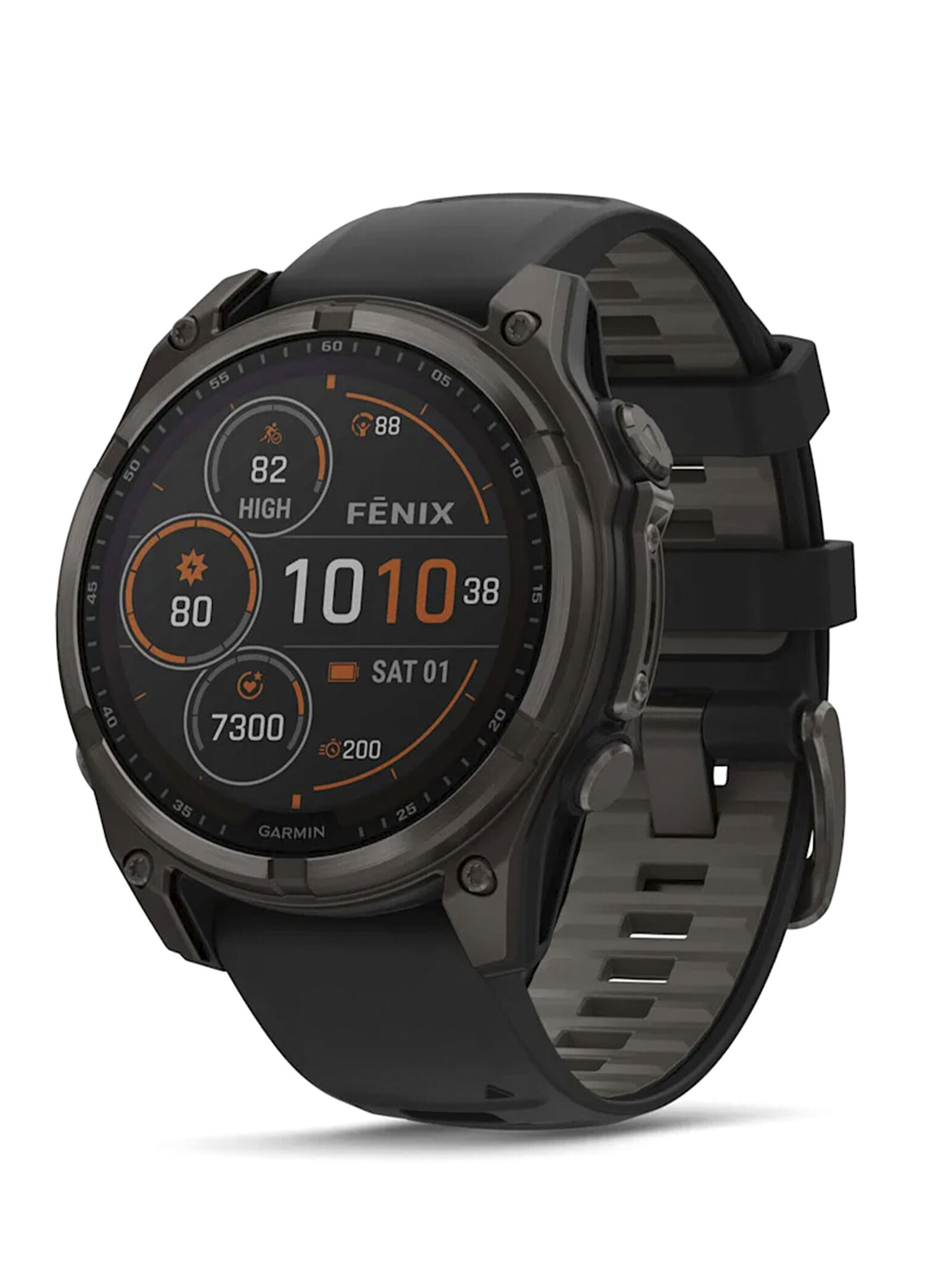 Fenix 8 47 mm Solar Sapphire Karbon Gri DLC Titanyum Siyah/Gri Silikon Kayışlı Akıllı Saat