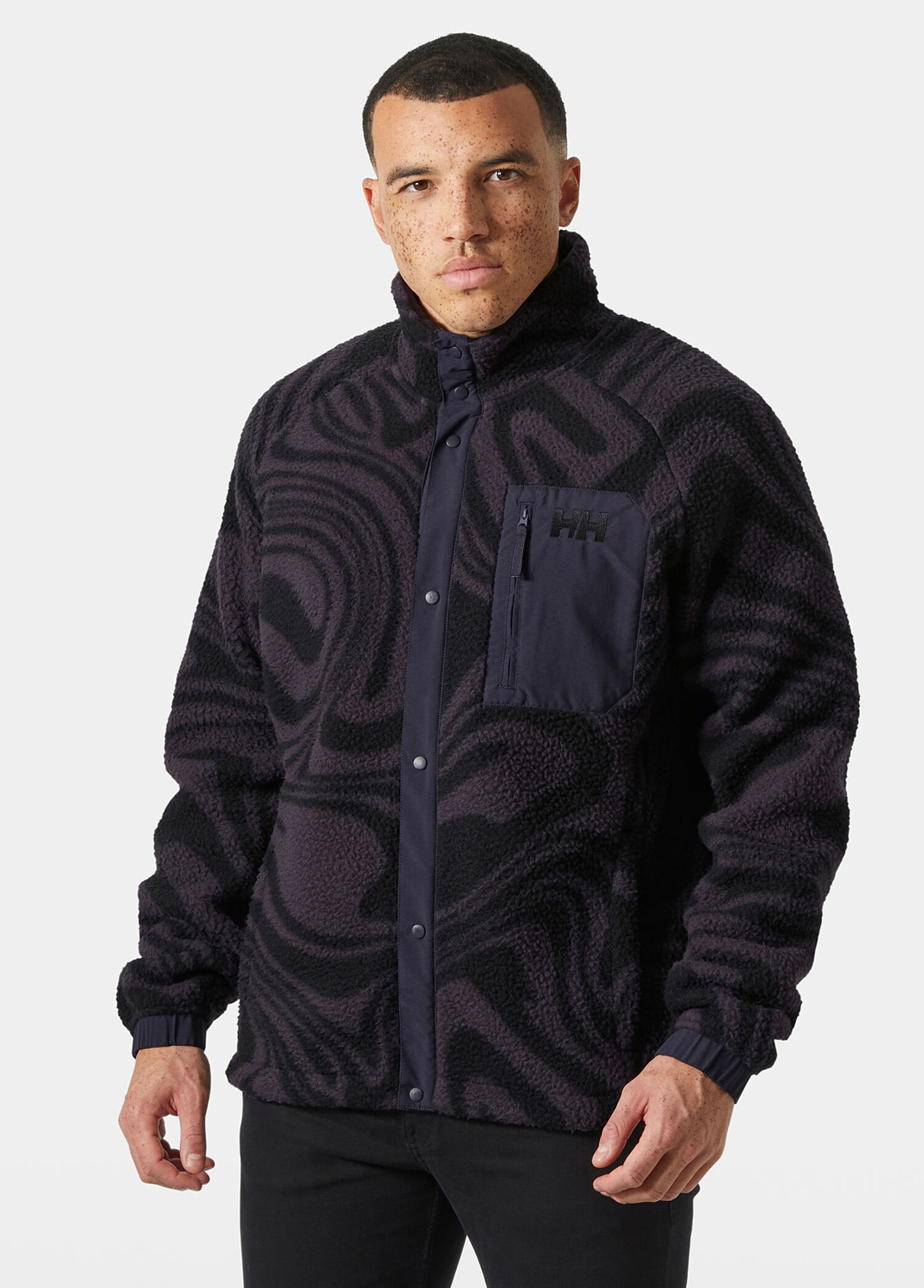 Helly Hansen Black Grape Erkek Panorama Printed Pile Snap Black