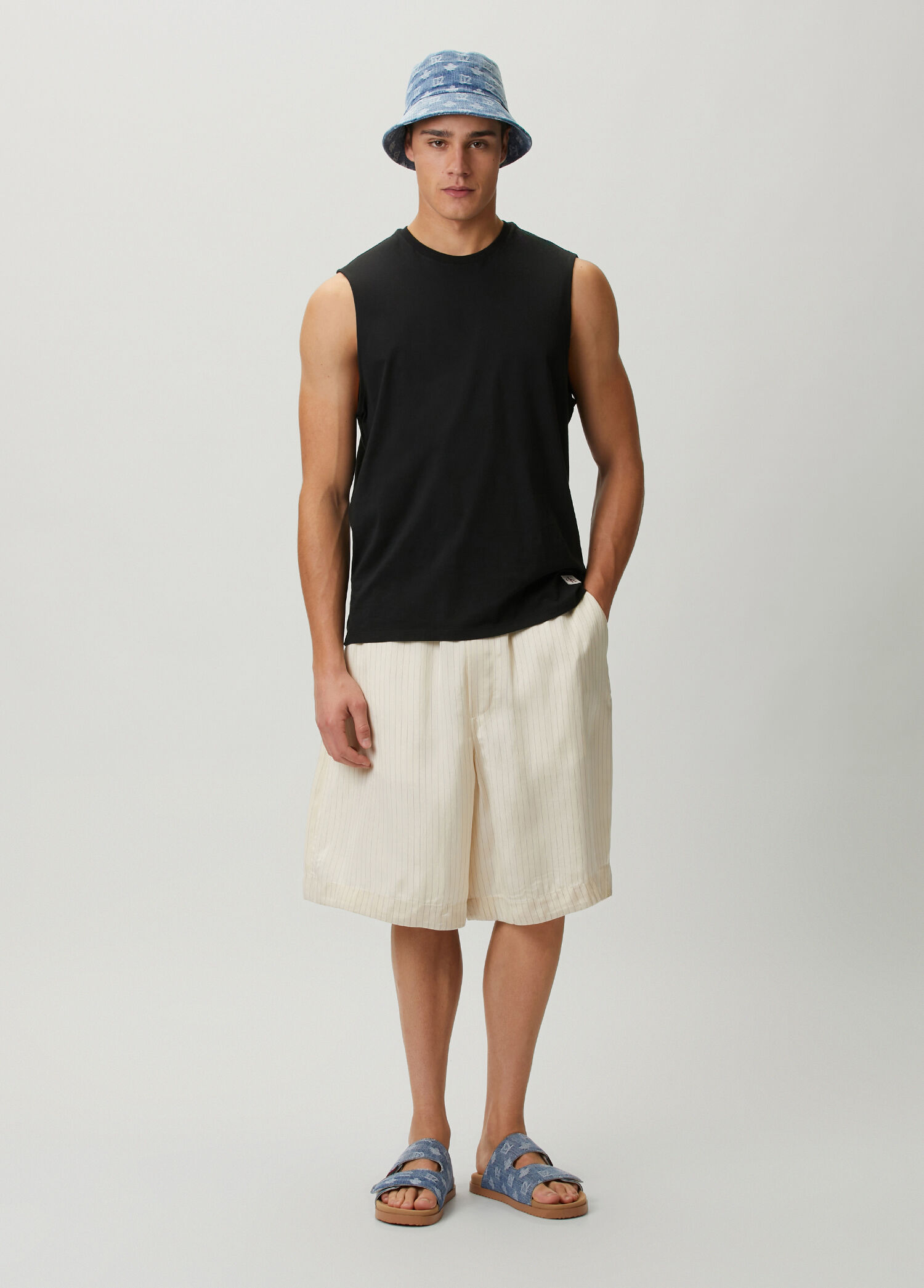 Baseball Beige Stripe Pattern Bermuda