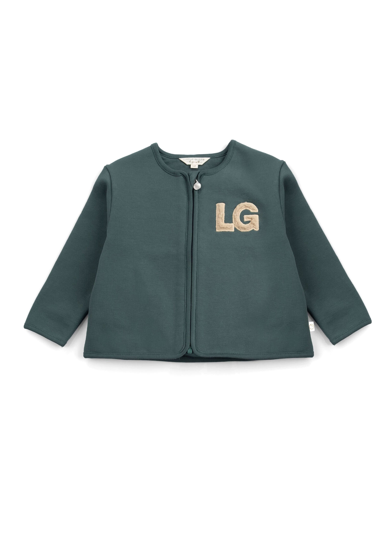 Yeşil Organik Pamuklu Fermuarlı Unisex Bebek Ceket