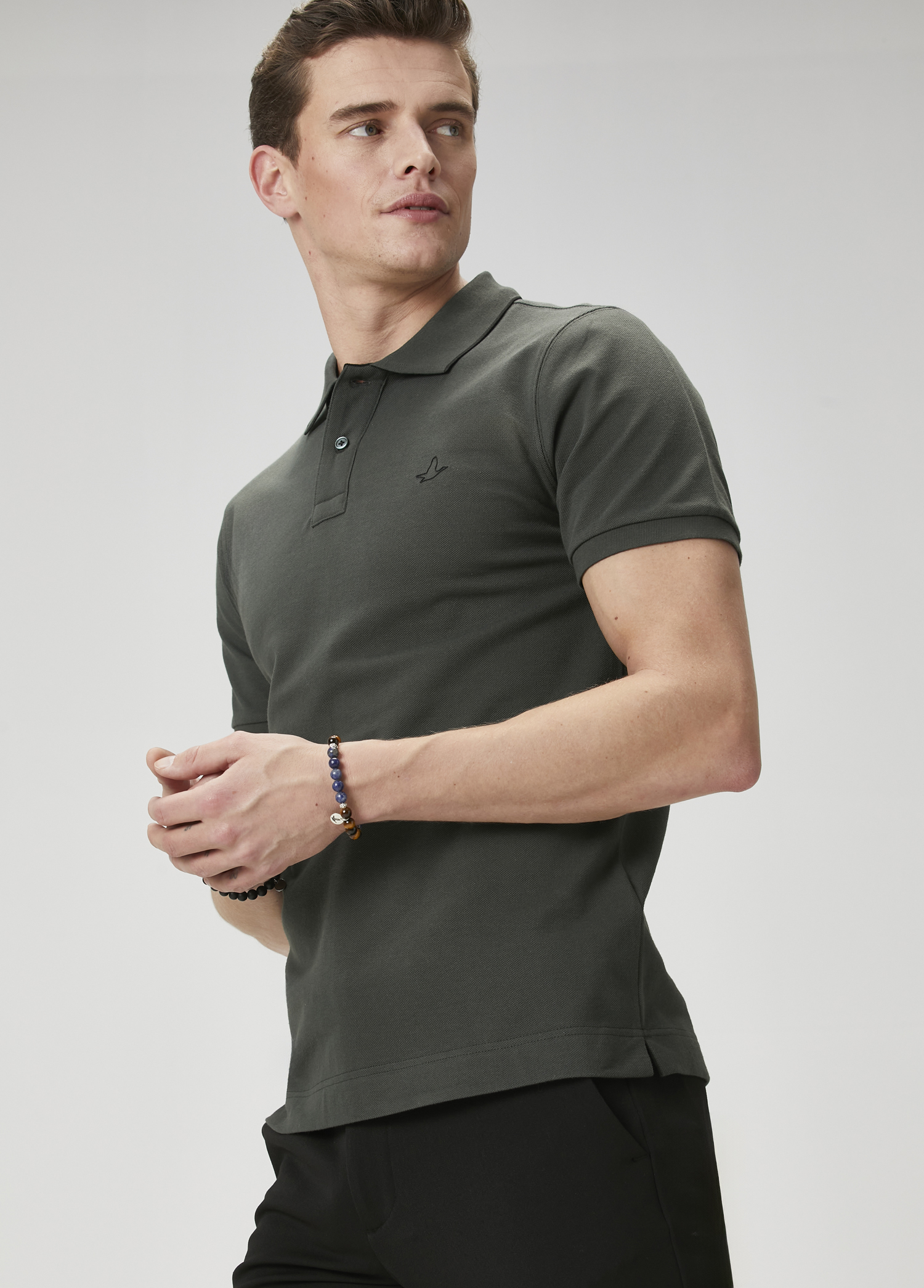 Slim Fit Khaki Polo T-Shirt