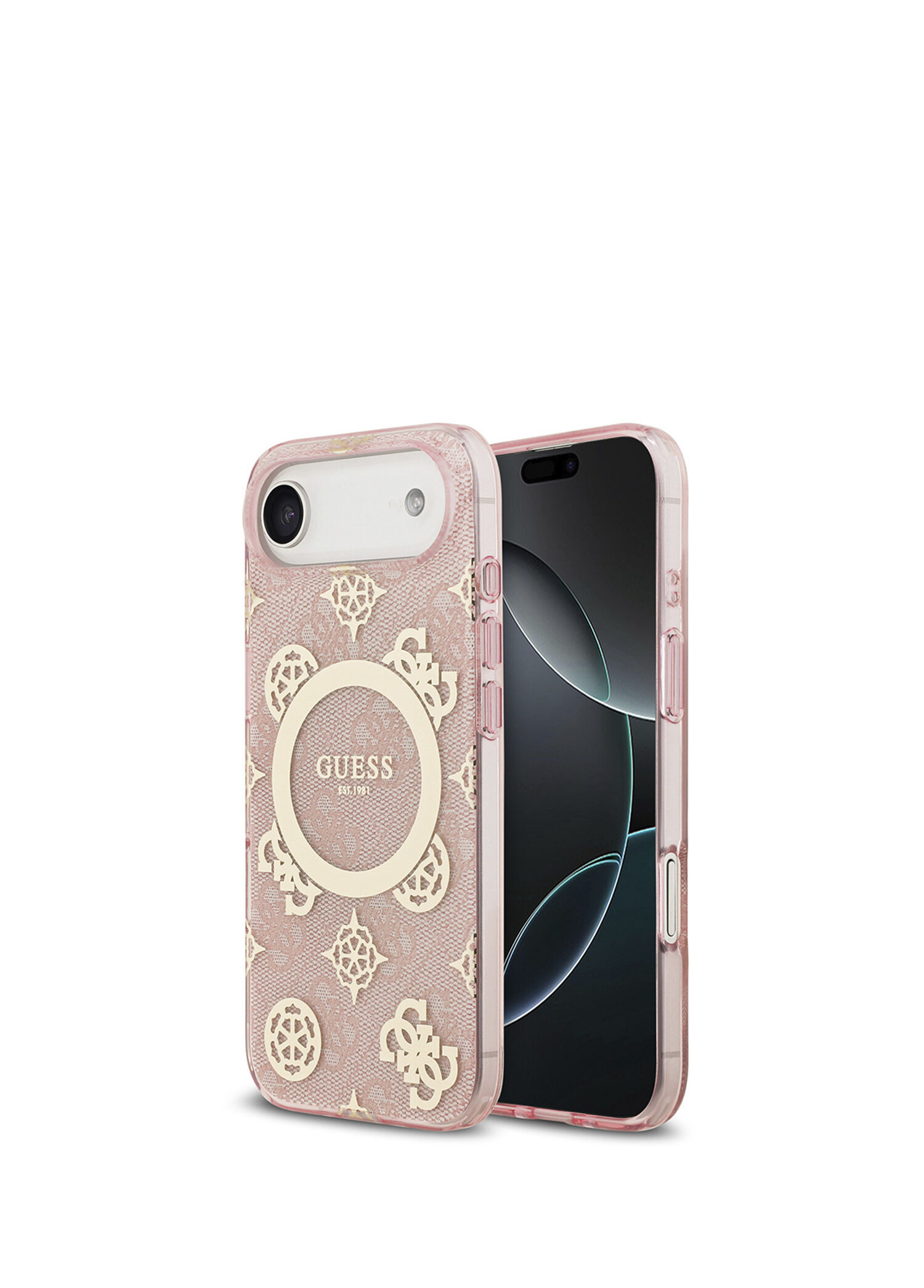 Guess - iPhone 17 Air Şarj Özellikli IML Peony ve 4G Desenli Klasik Logolu Magsafe Uyumlu Telefon Kılıfı - Pembe