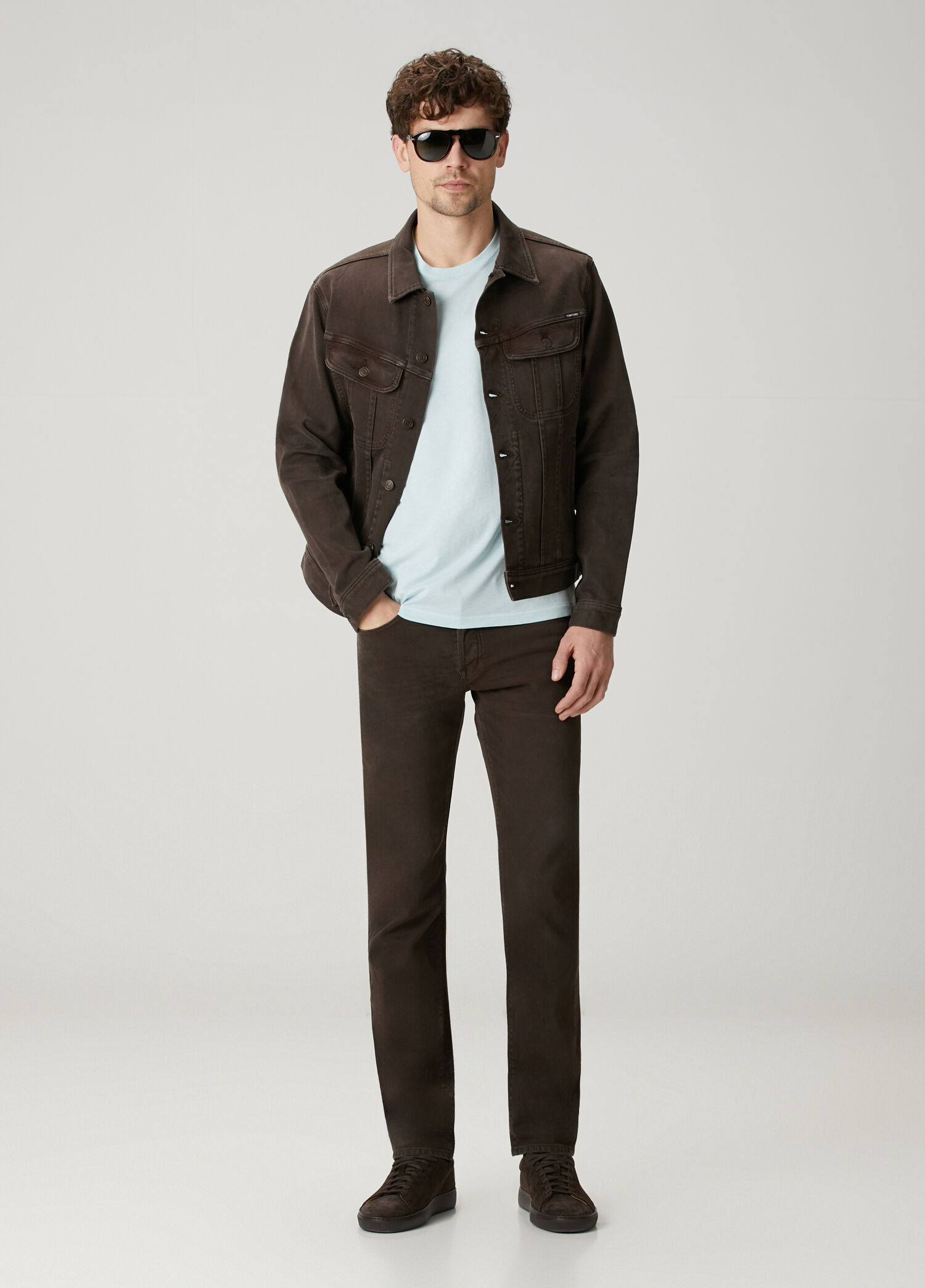 Straight Fit Koyu Kahverengi Western Jean Pantolon