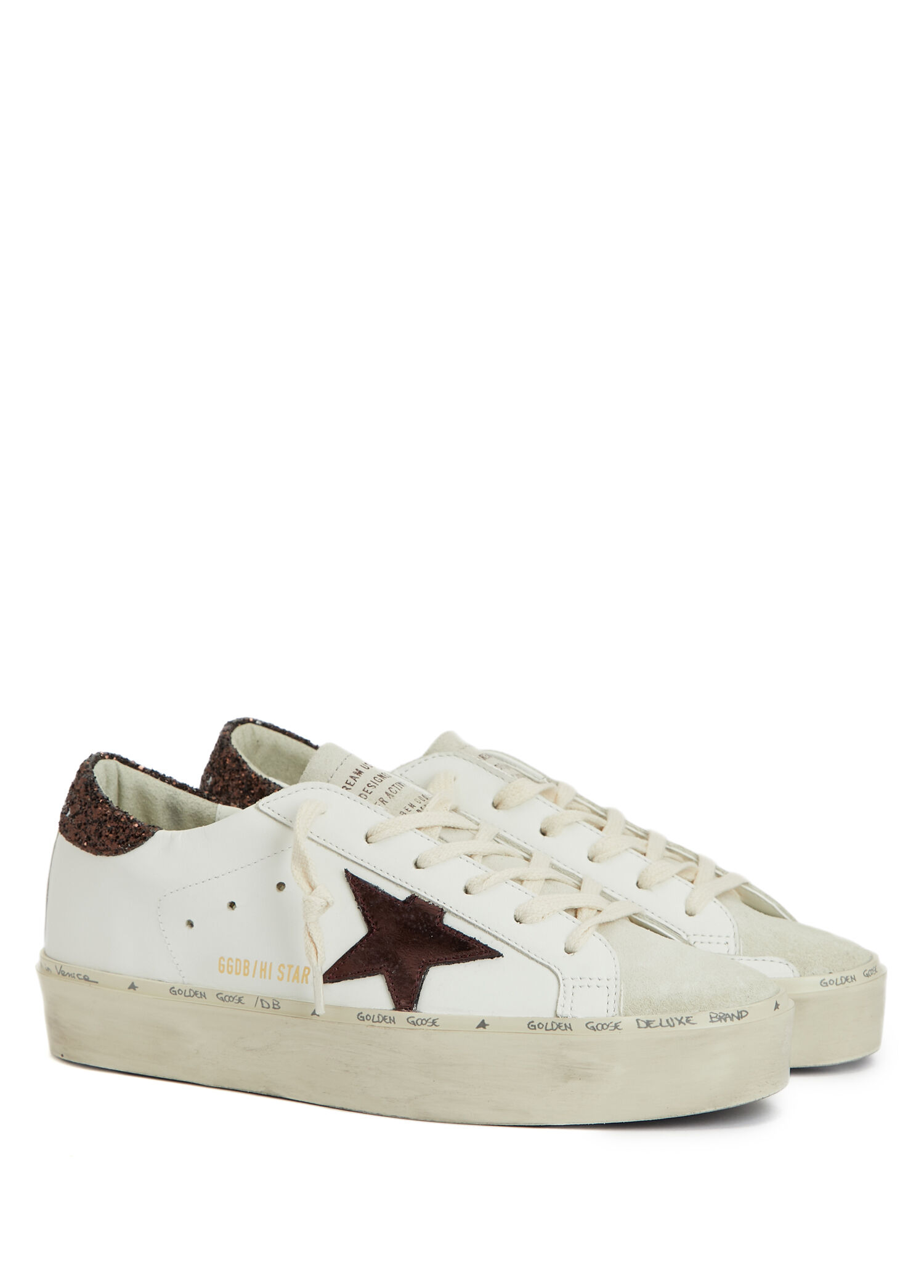Golden Goose Beyaz-Bordo Kadın Hi Star Siyah Bordo Kadın Deri