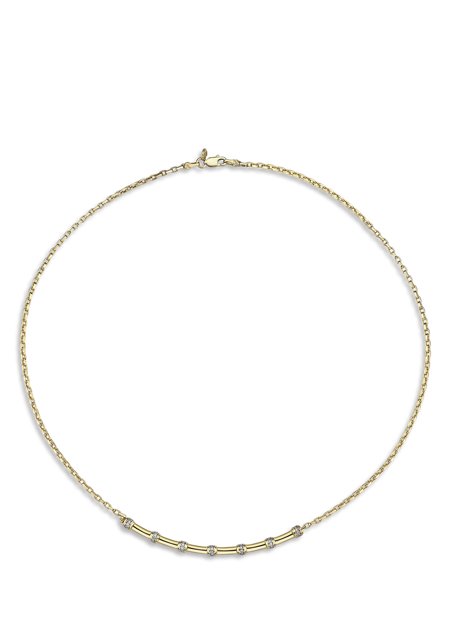 Insula Line Necklace Pırlanta Taşlı 14 Ayar Pembe Altın Kadın Kolye