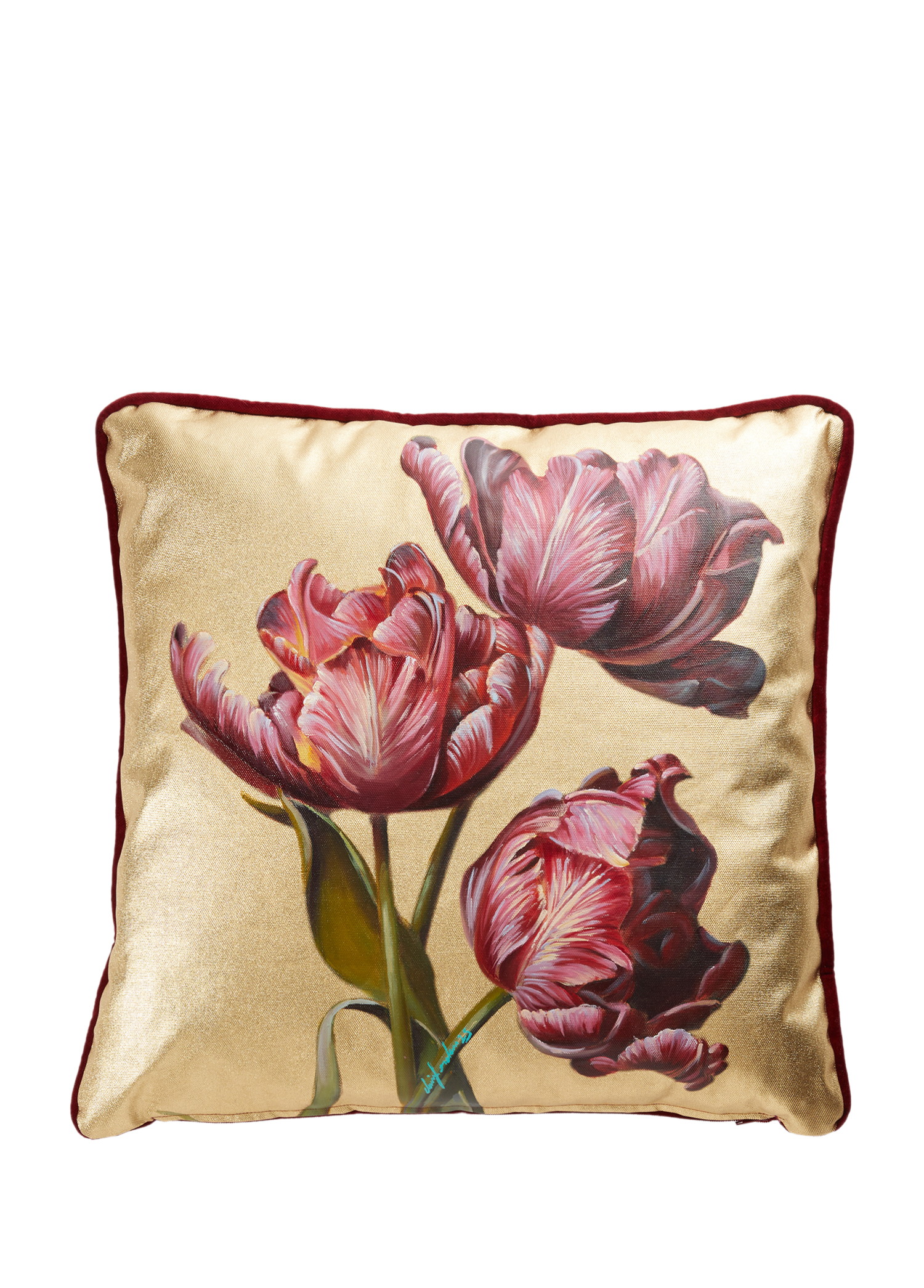 Tulip Yağlı Boya 45x45 cm Dekoratif Yastık