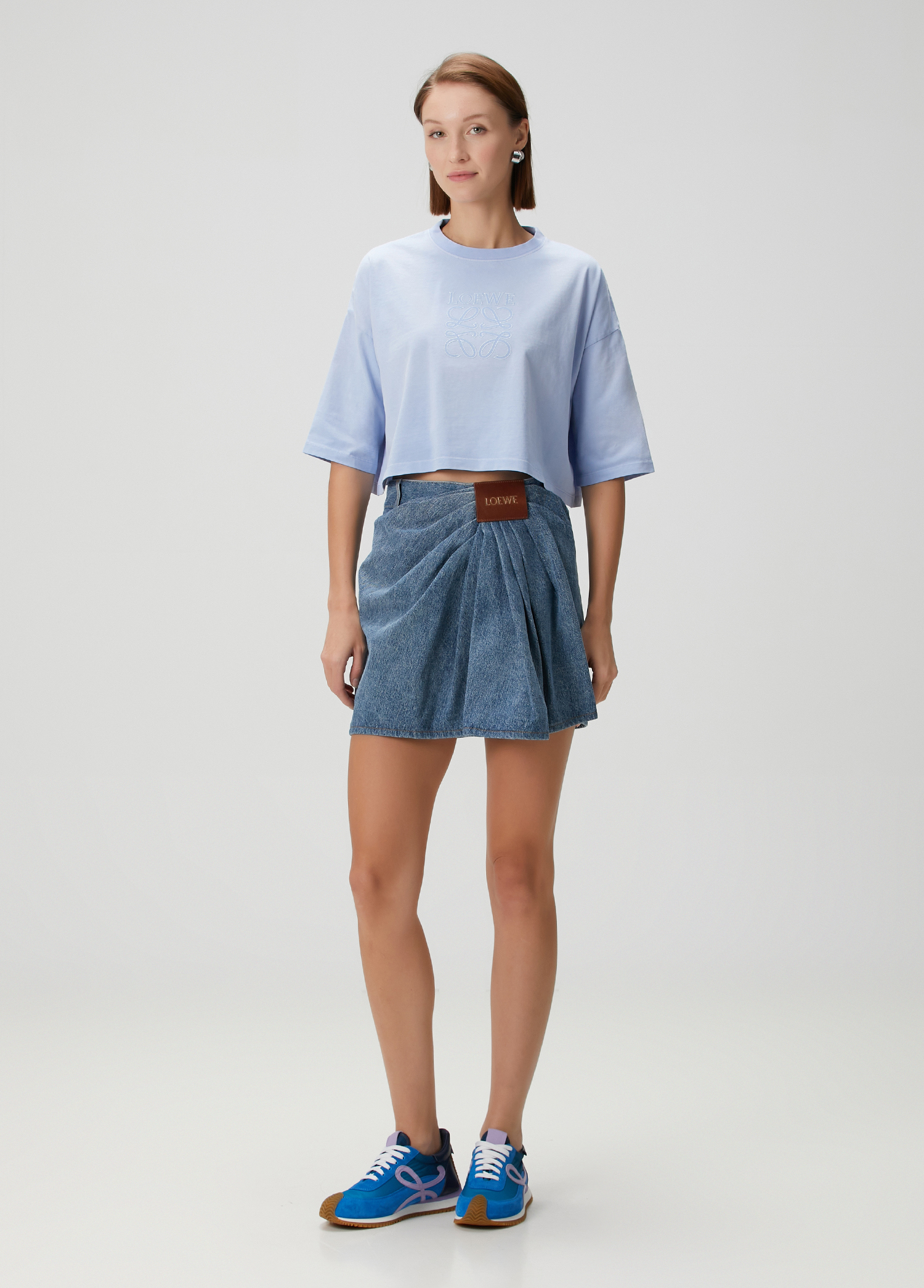 Loewe - Blue Draped Mini Denim Skirt