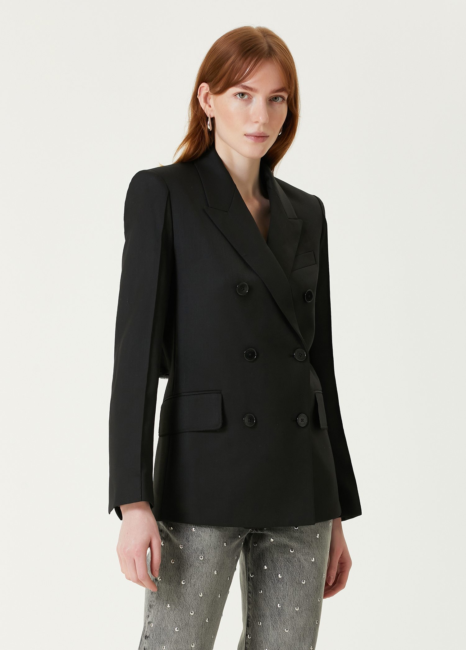 Vaena Siyah Kruvaze Blazer