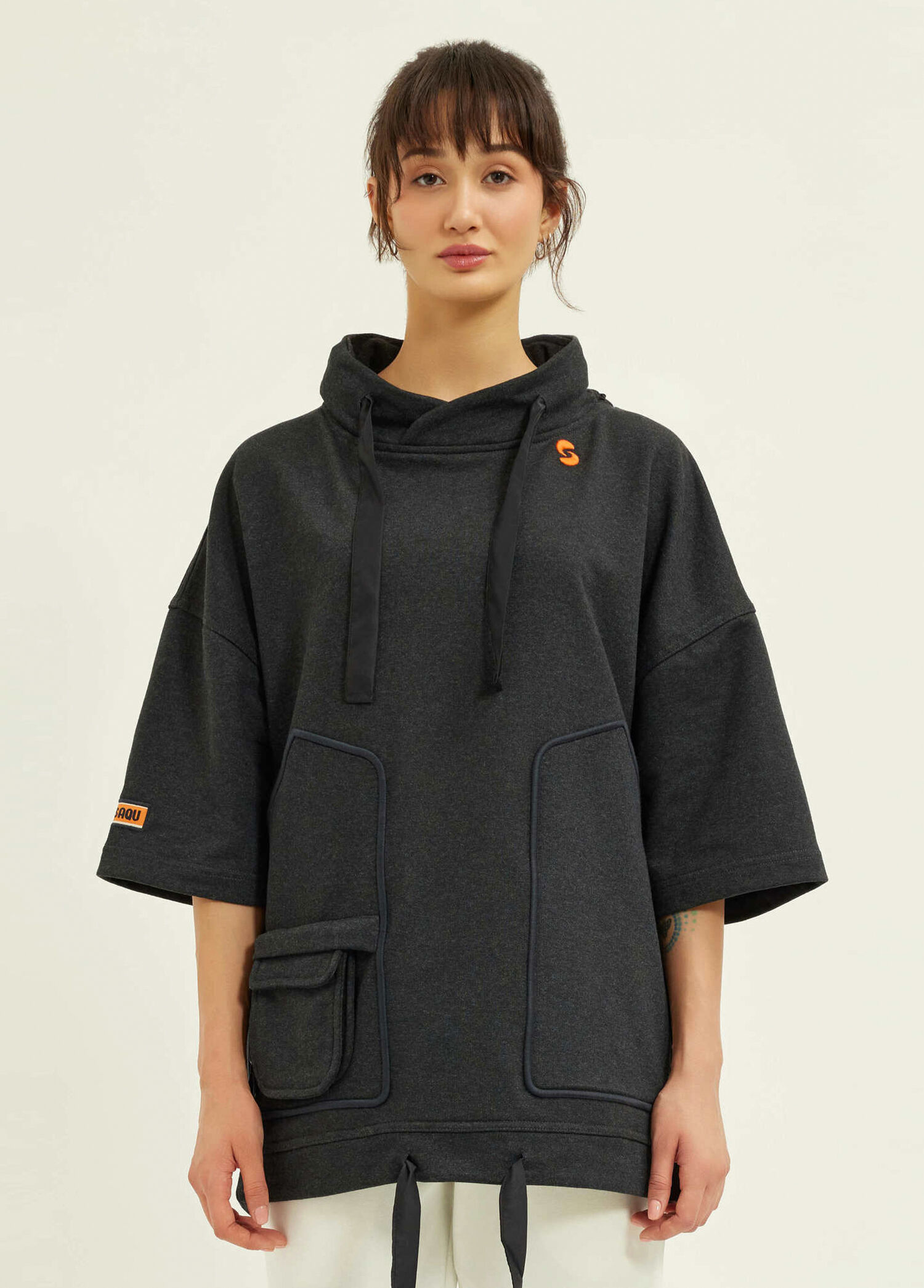 Cava Antrasit Oversize Kapüşonlu Sweatshirt