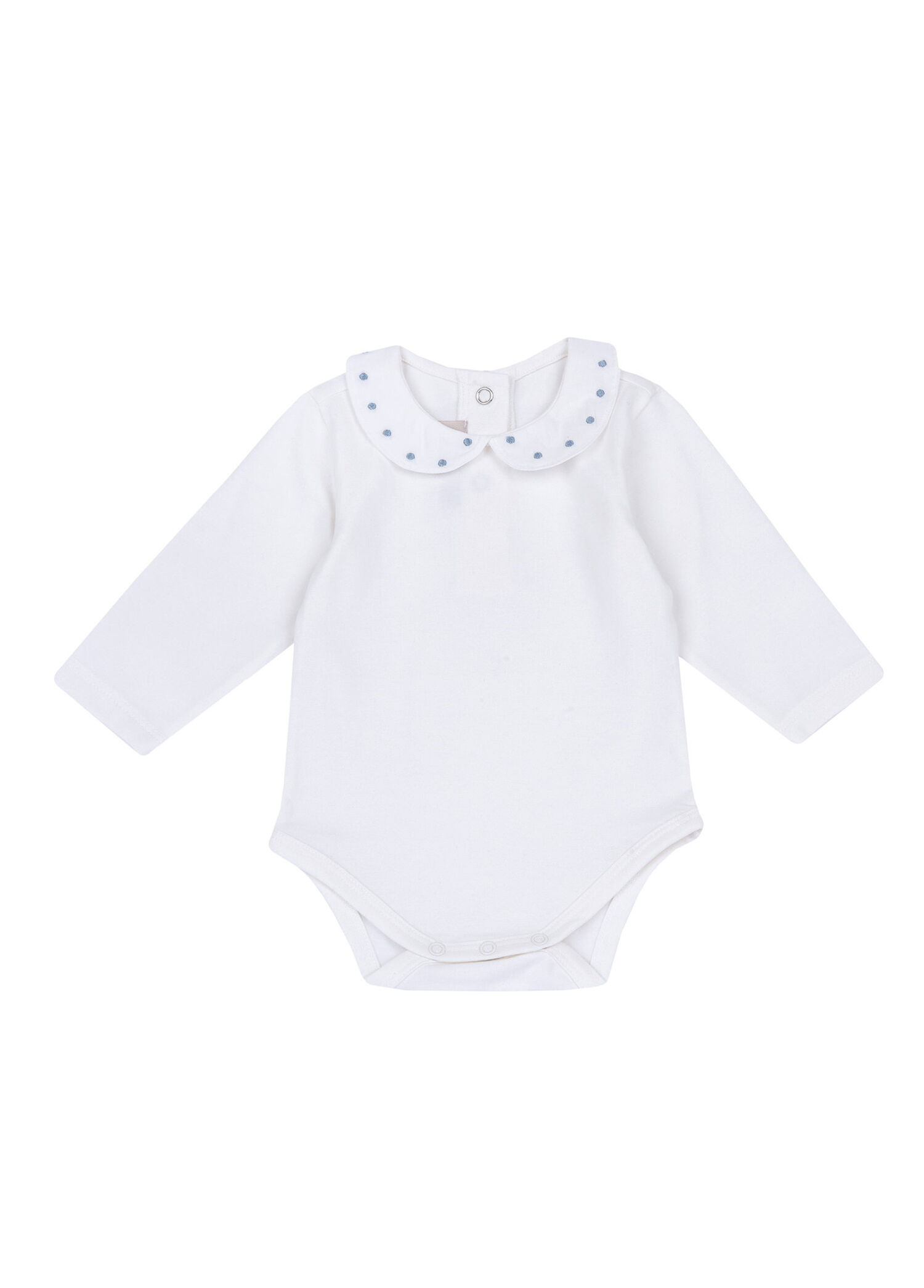 Beyaz Pamuklu Uzun Kollu Unisex Bebek Body