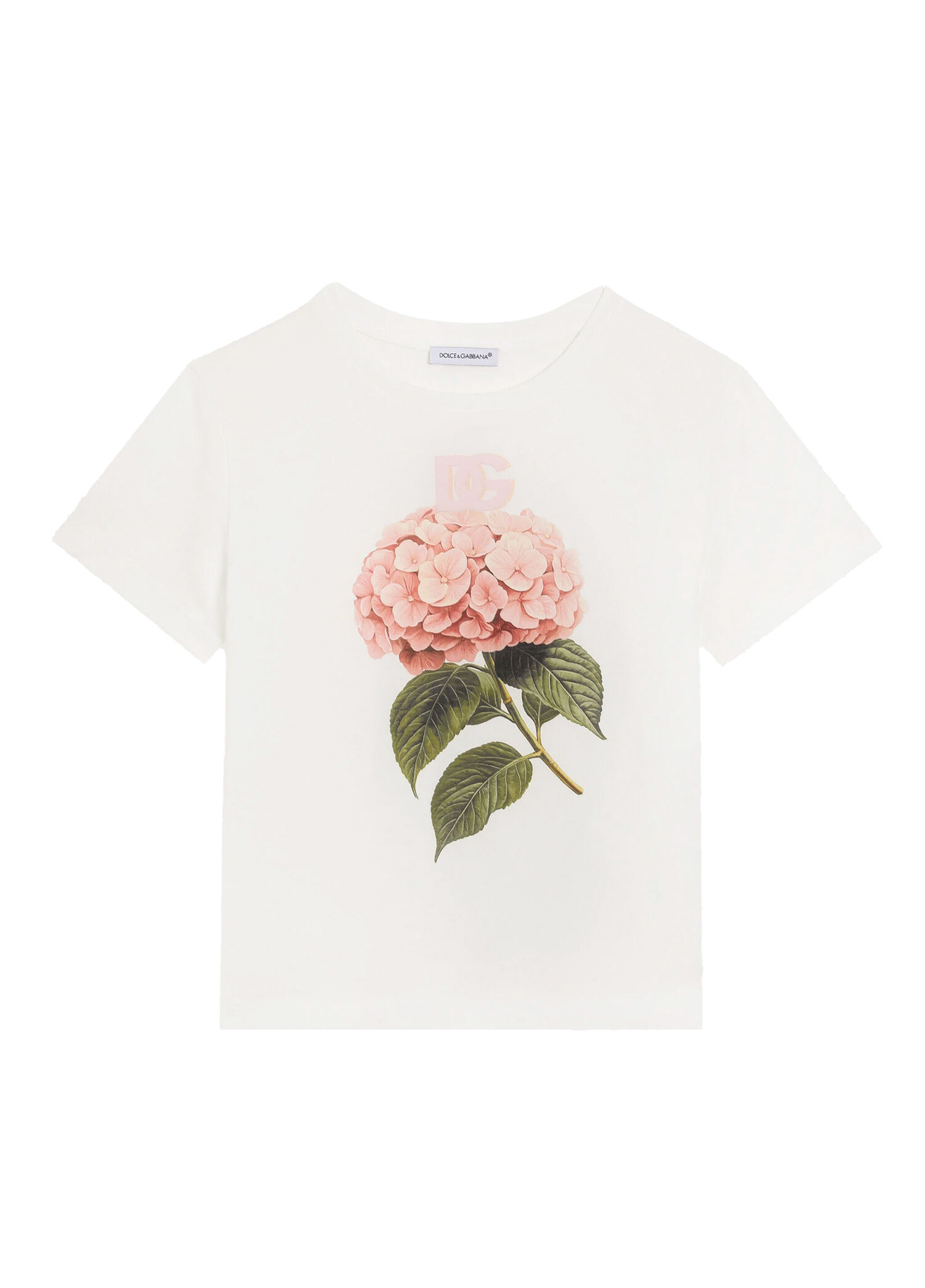 Beyaz Çiçek Baskılı Kız Çocuk T-shirt