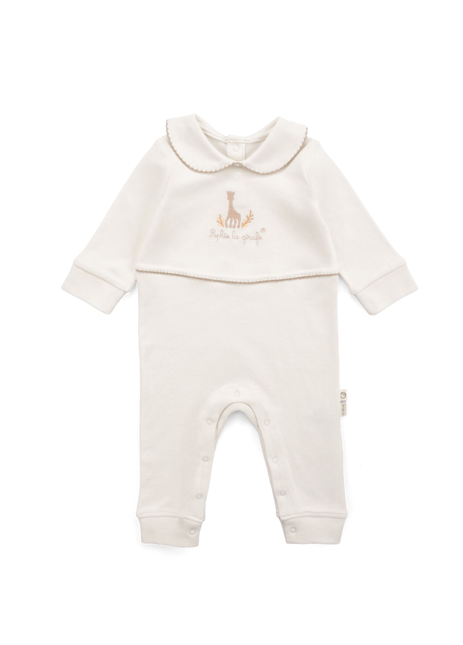 Ekru Pamuklu Bebe Yakalı Unisex Bebek Tulum