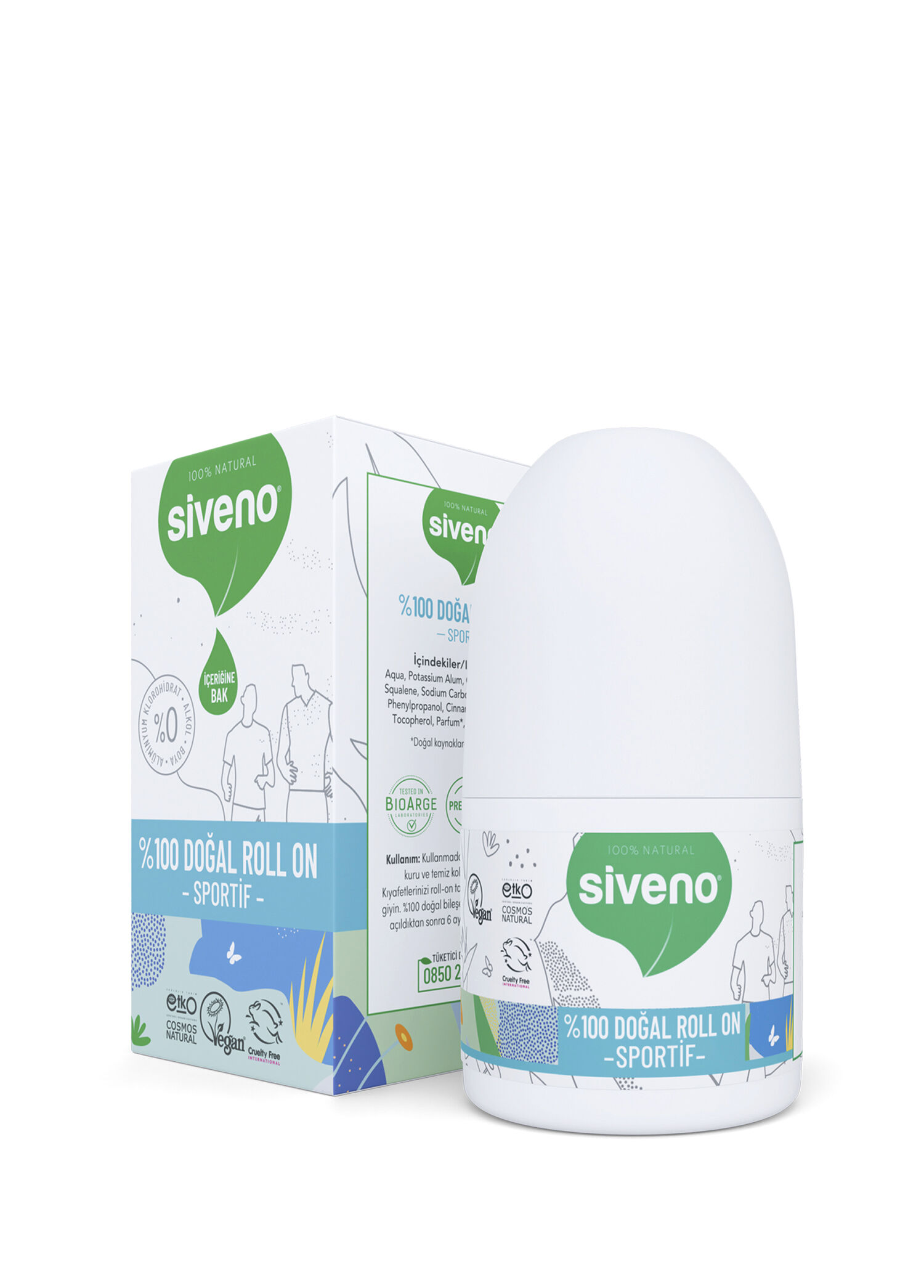 P Siveno Natural Whitening Deodorant Herbal Vegan Roll On For Athletes 50 Ml