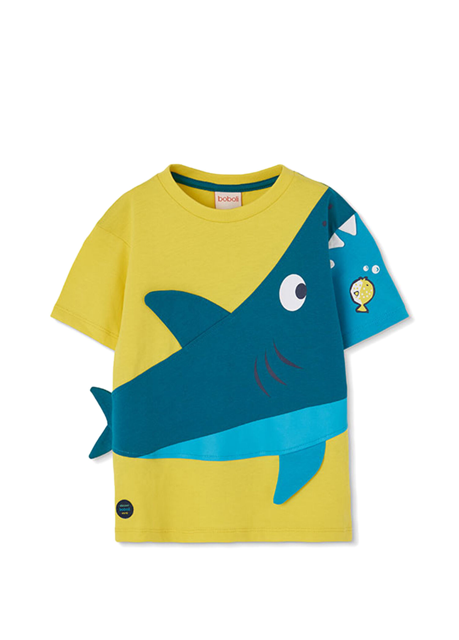Sarı Köpek Balığı Desenli Kısa Kollu Erkek Çocuk T-Shirt