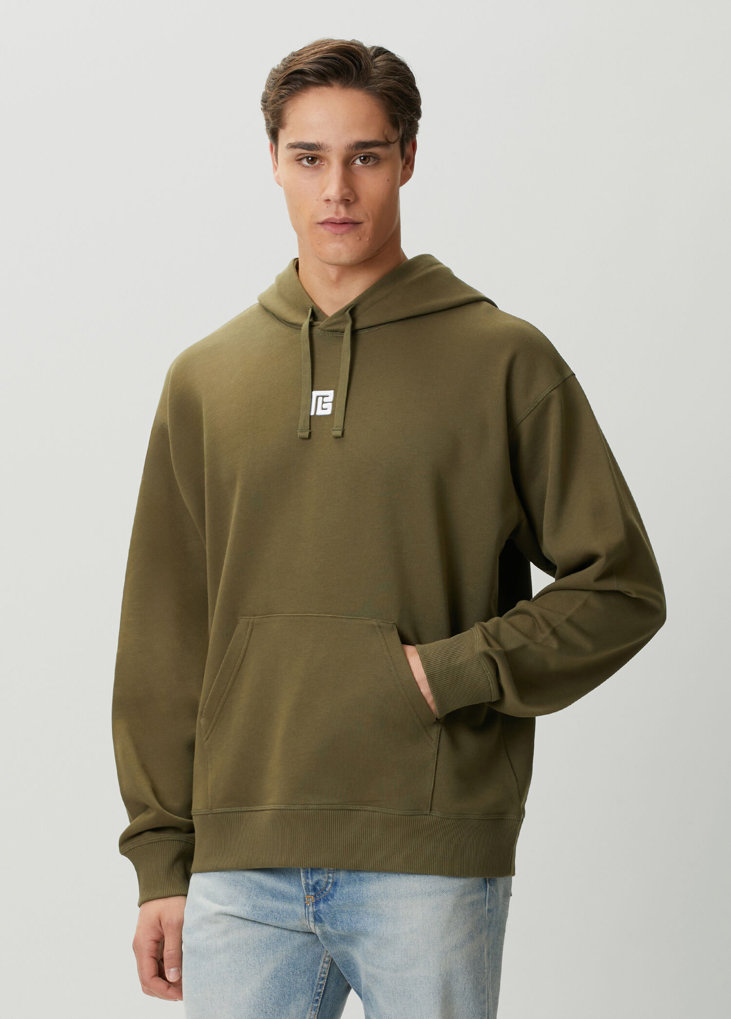 Haki Kapüşonlu Sweatshirt