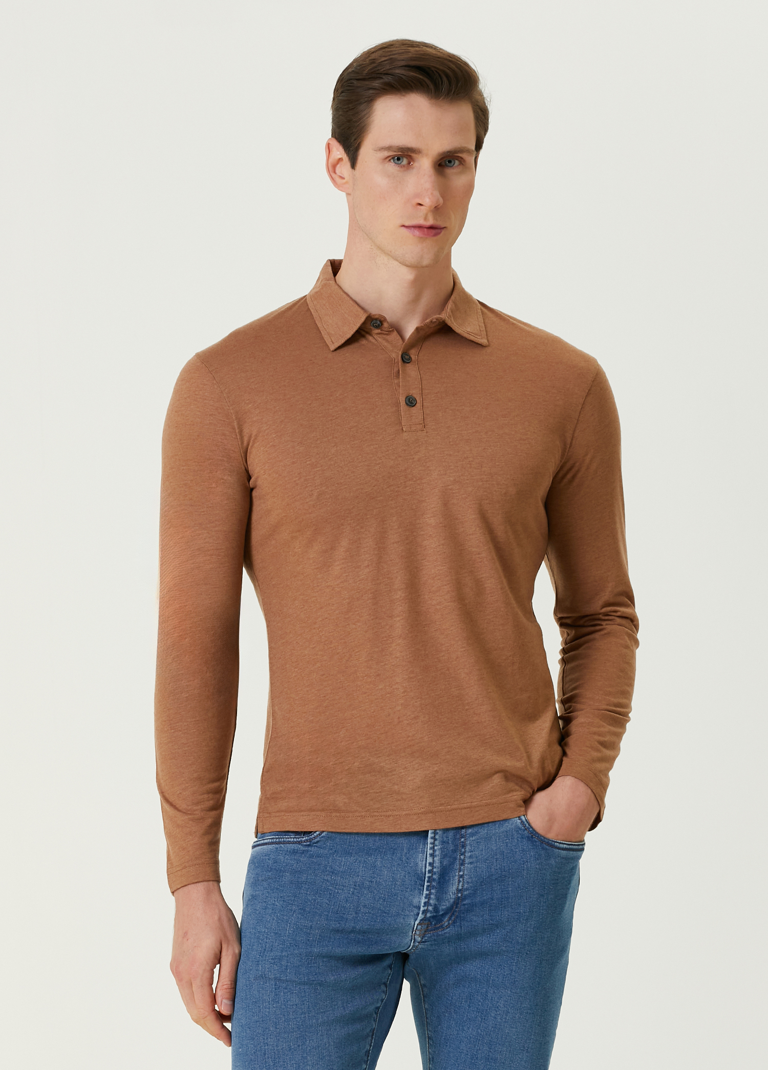 Kamel Polo Yaka Sweatshirt