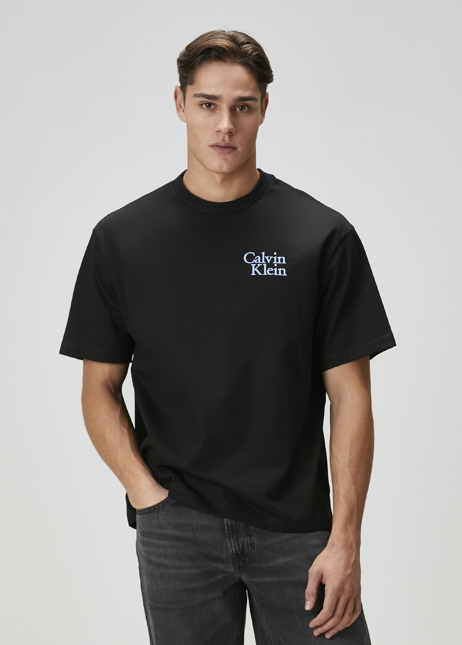 トップス   Jeans / CKJ LOGO PRINT CK Jeans - Siyah Logo Nakışlı T-shirt - Siyah