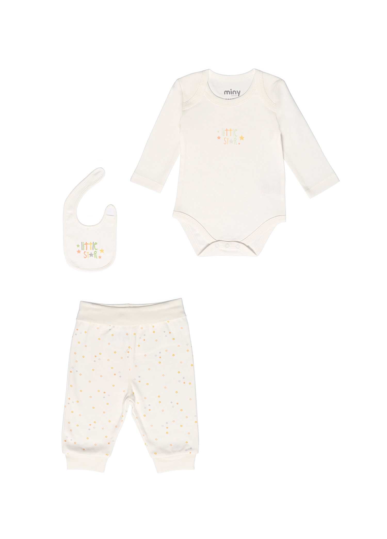 Uzun Kollu Body Pantolon Önlük Unisex Bebek 3'lü Set