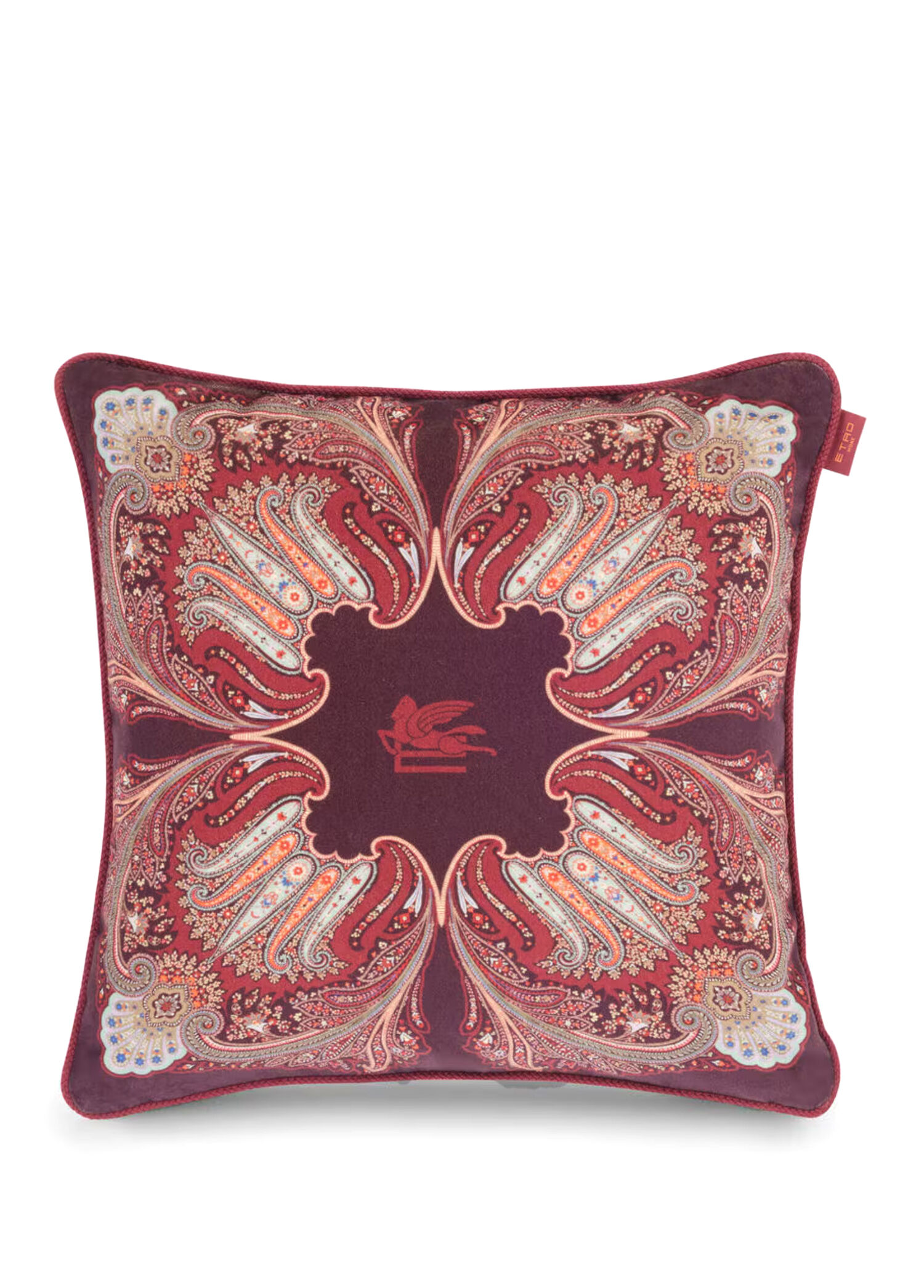 Cachemire Kırmızı 45x45 cm İpek Dekoratif Yastık