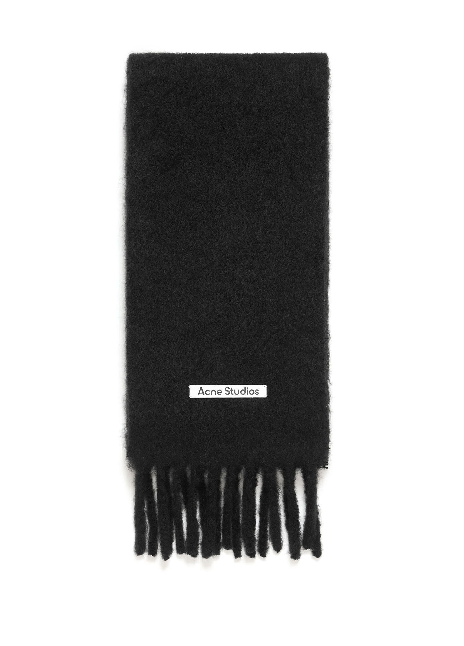Fringed Siyah Kadın Yün Atkı