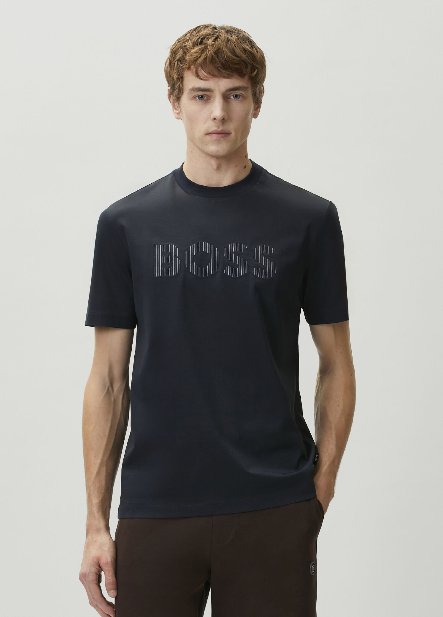 Lacivert Logo Nakışlı T-shirt