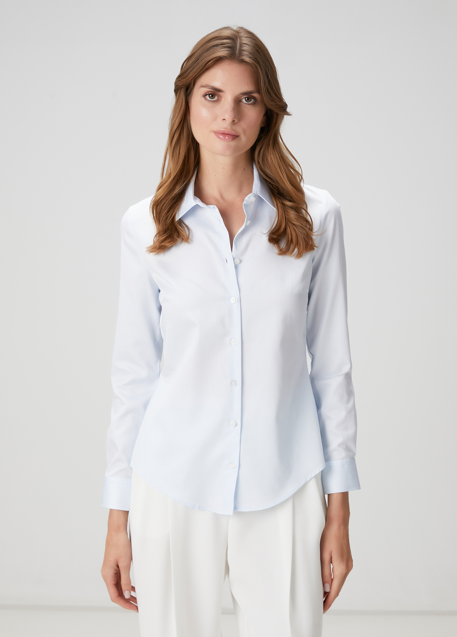 Slim Fit Non Iron Klasik Açık Mavi Gömlek_2