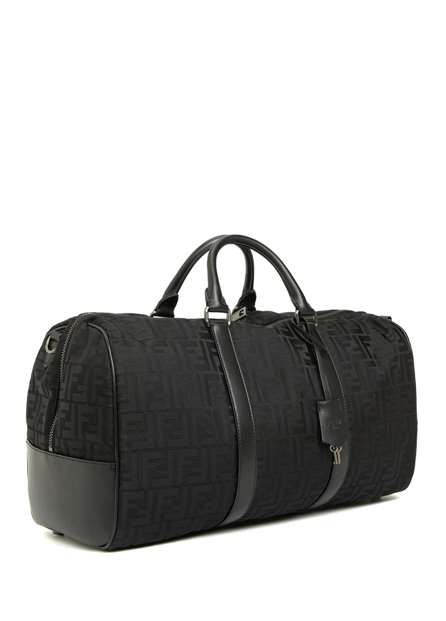 Fendi Siyah Erkek Boston Siyah Logo Desenli Seyahat Çantası