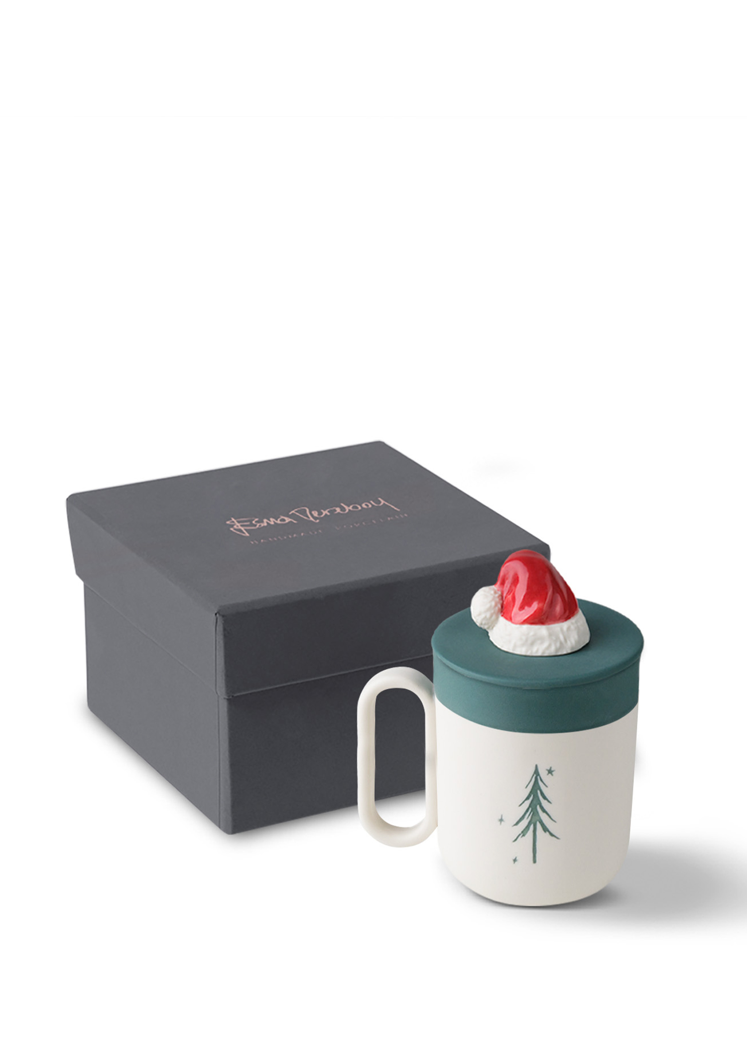 Esma Dereboy - Capsule Porselen Tekli Kupa - Yeşil-Bej 