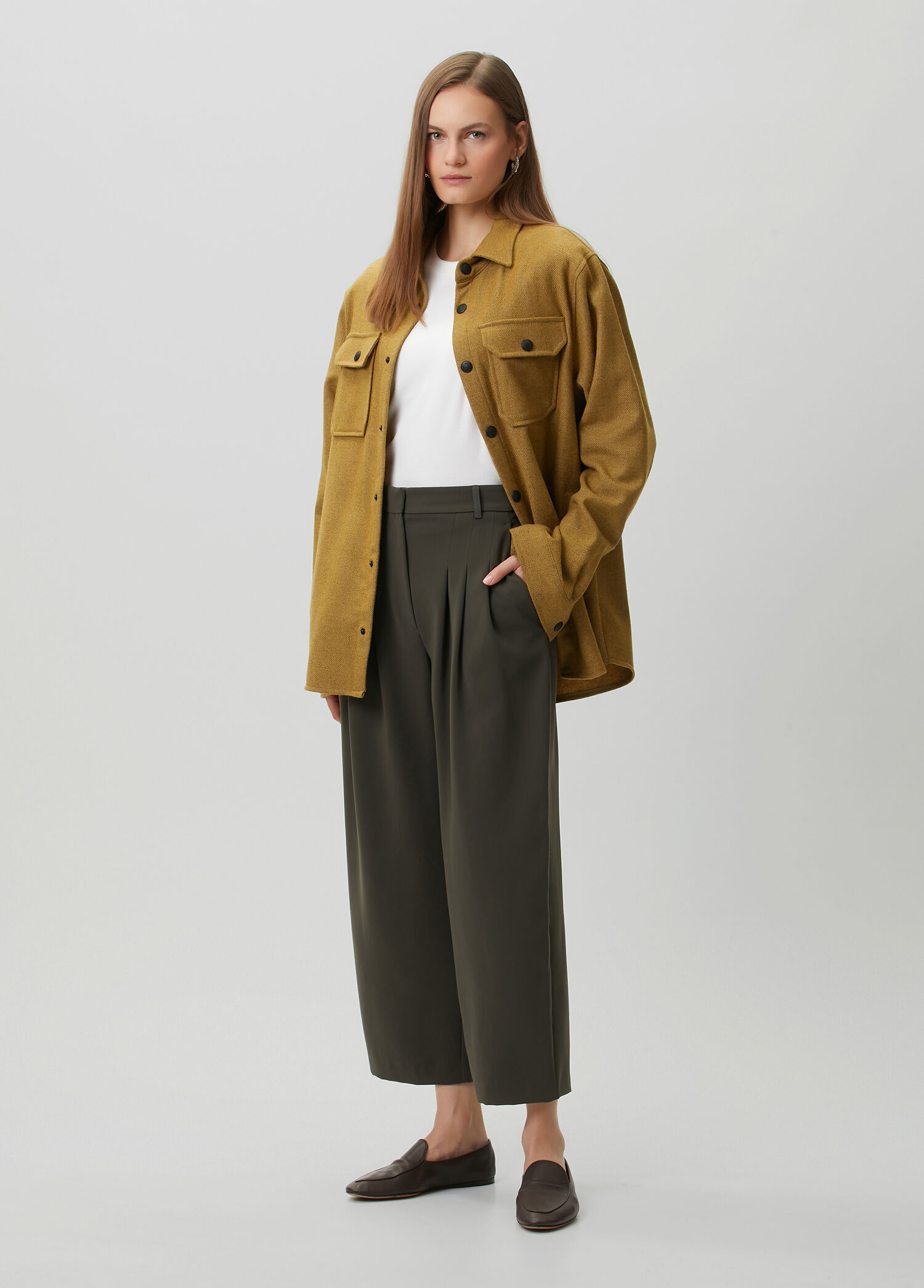 Dark Khaki Pleated Trousers