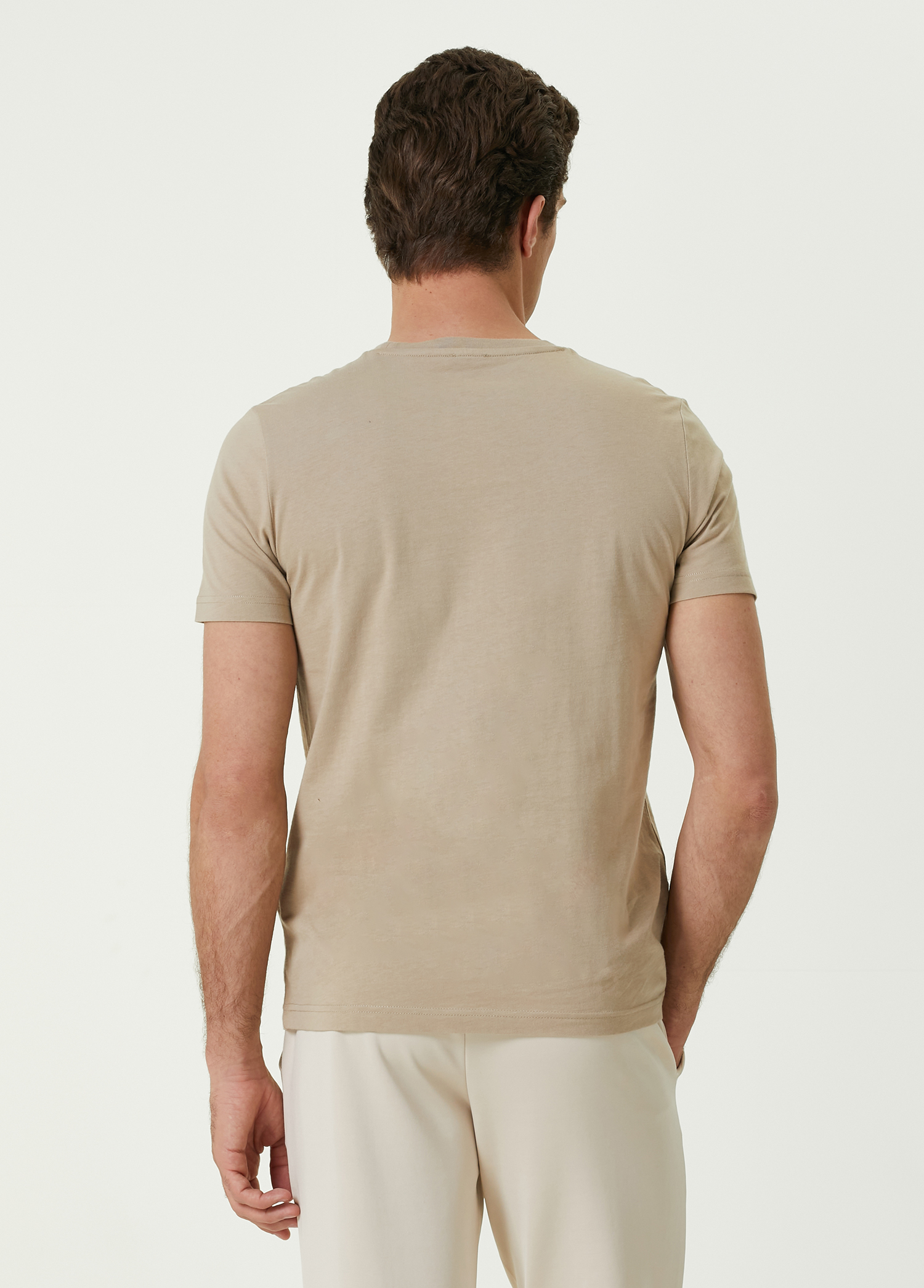 Vizon Kuş Nakışlı Basic T-shirt_3