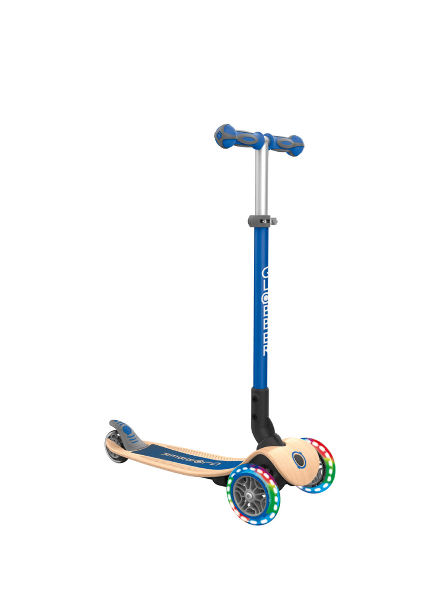 Primo Wood Lacivert Katlanabilir 3 Tekerlekli 3-7 Yaş Işıklı Çocuk Scooter