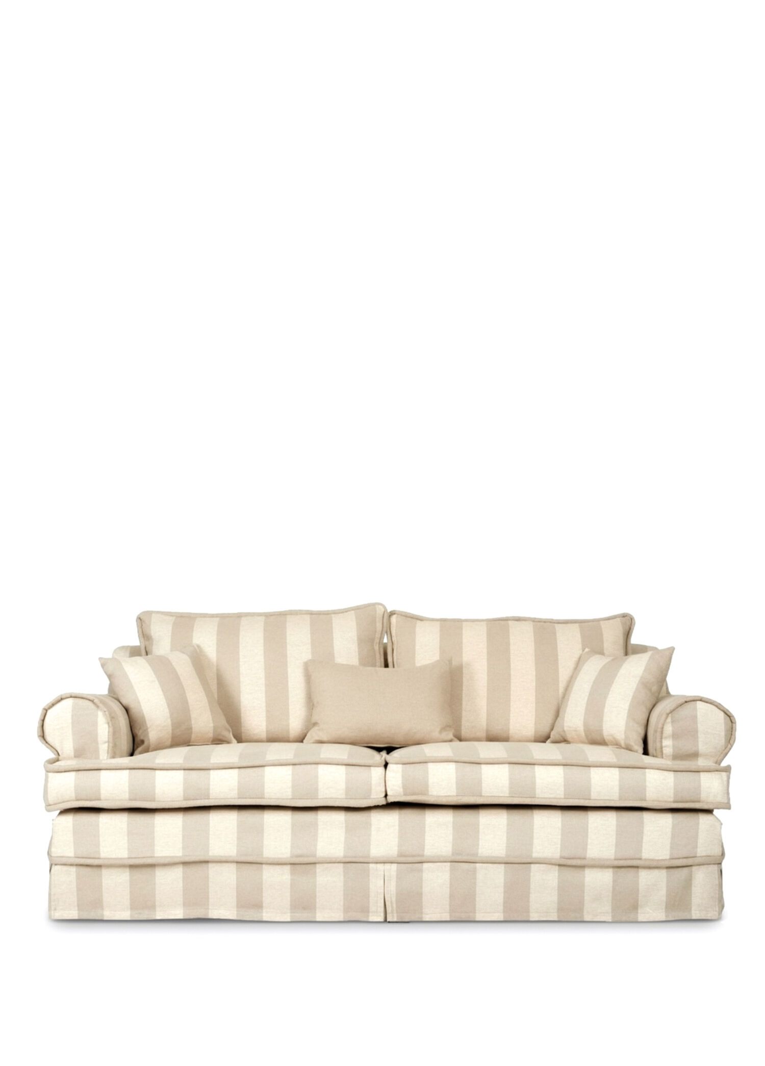 Chelsea Sofa Natural Stripe Linen Keten Kılıflı İkili Kanepe