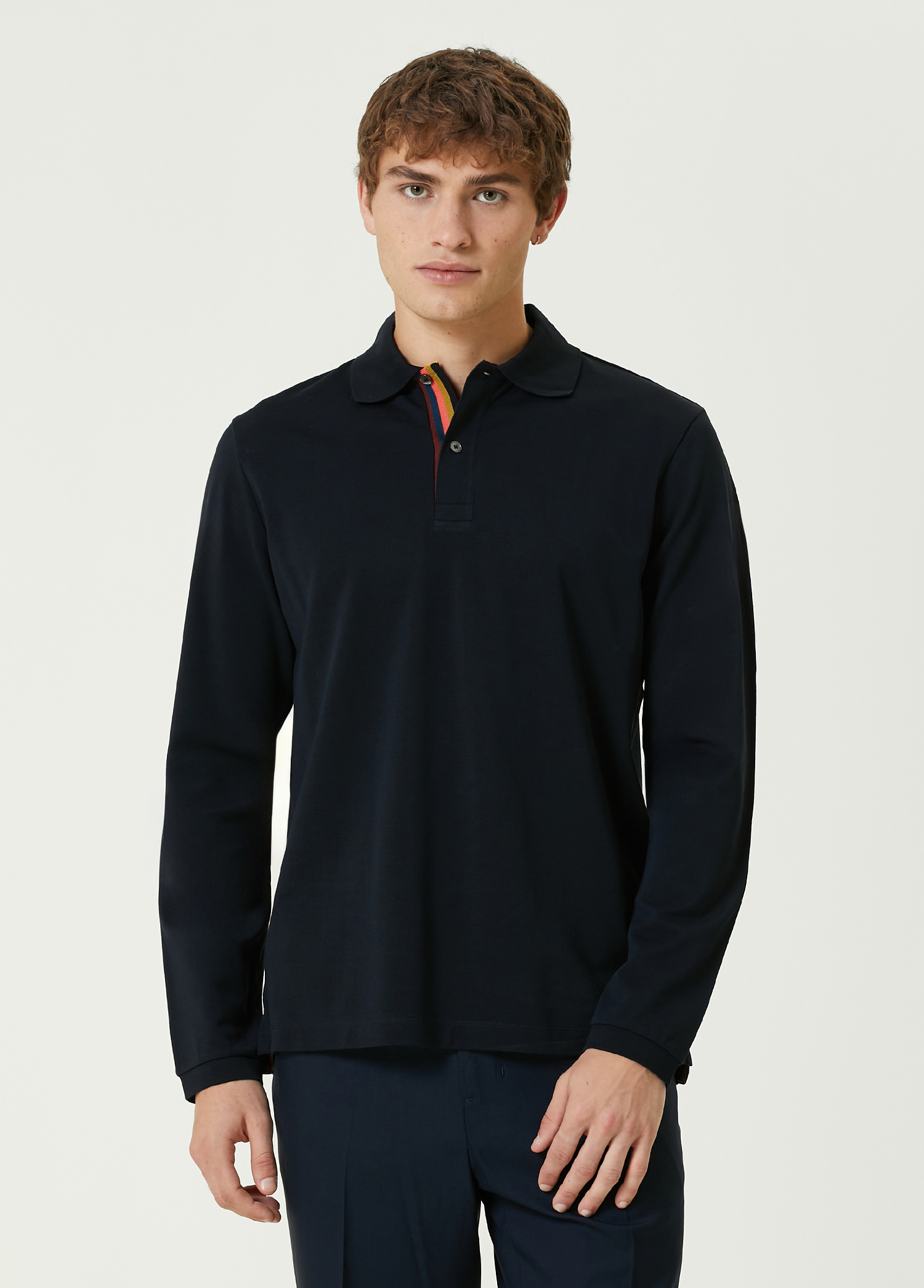 Lacivert Polo Yaka Sweatshirt