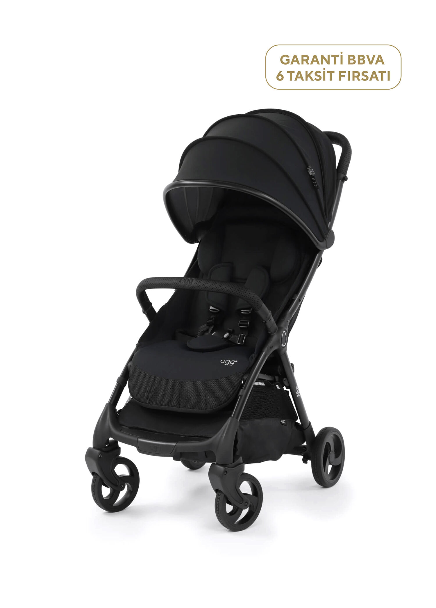 EggZ Just Black Tek Elle Kolay Katlanabilir Bebek Arabası