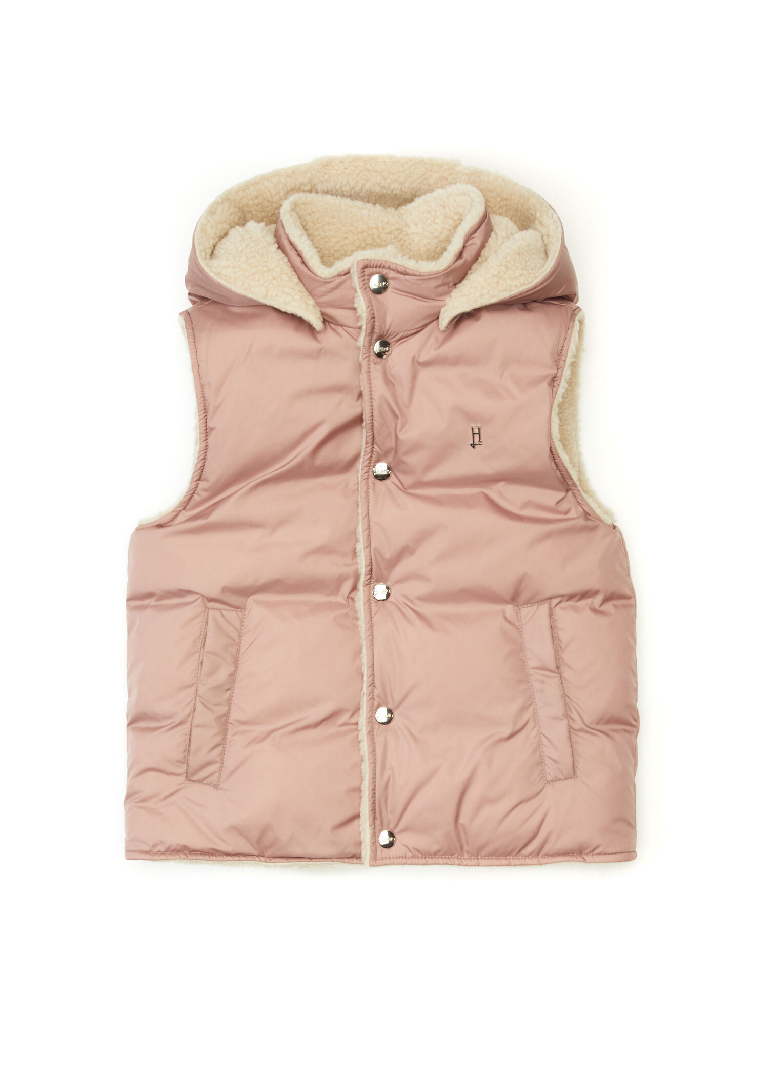 Koyu Pembe Kapüşonlu Unisex Çocuk Puff Yelek