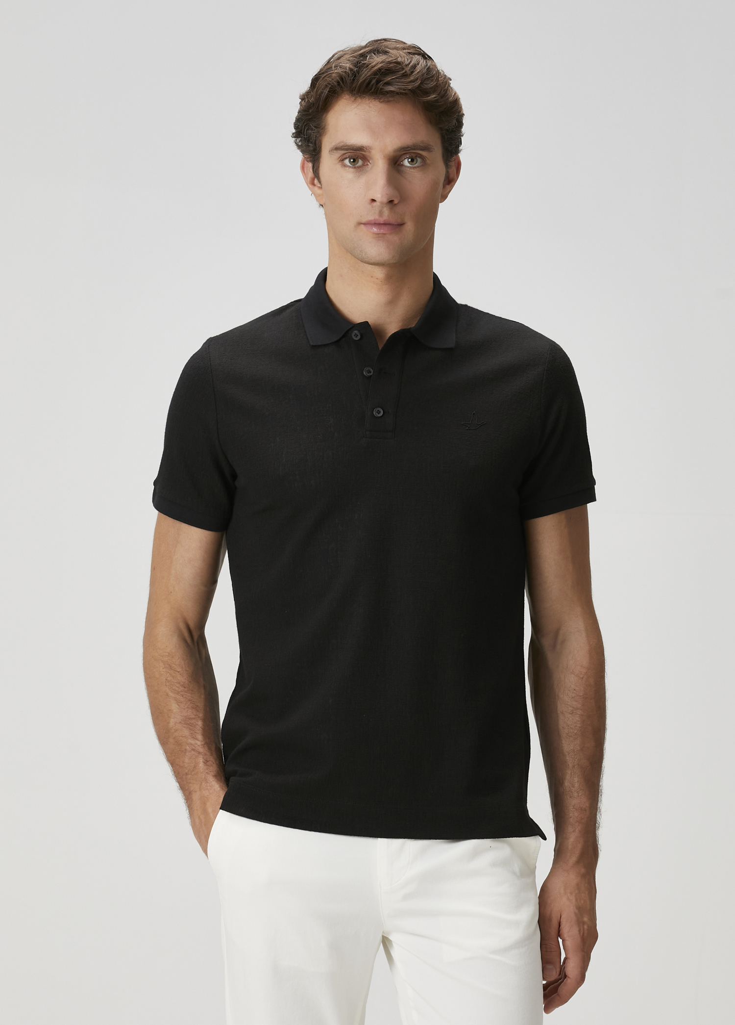 Comfort Fit Siyah Polo Yaka T-shirt_1