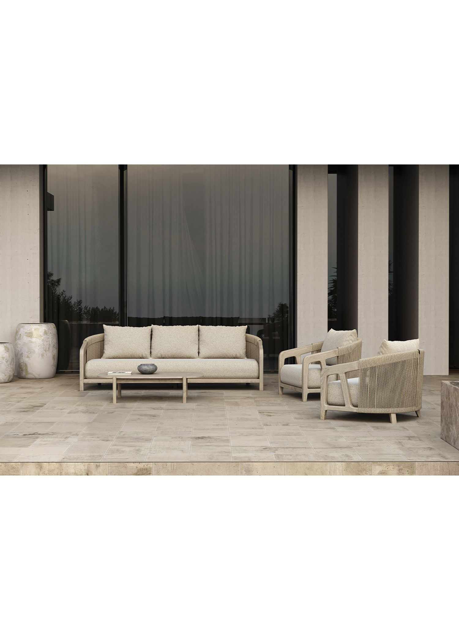 İsola White Washed Teak Bahçe Oturma Takımı